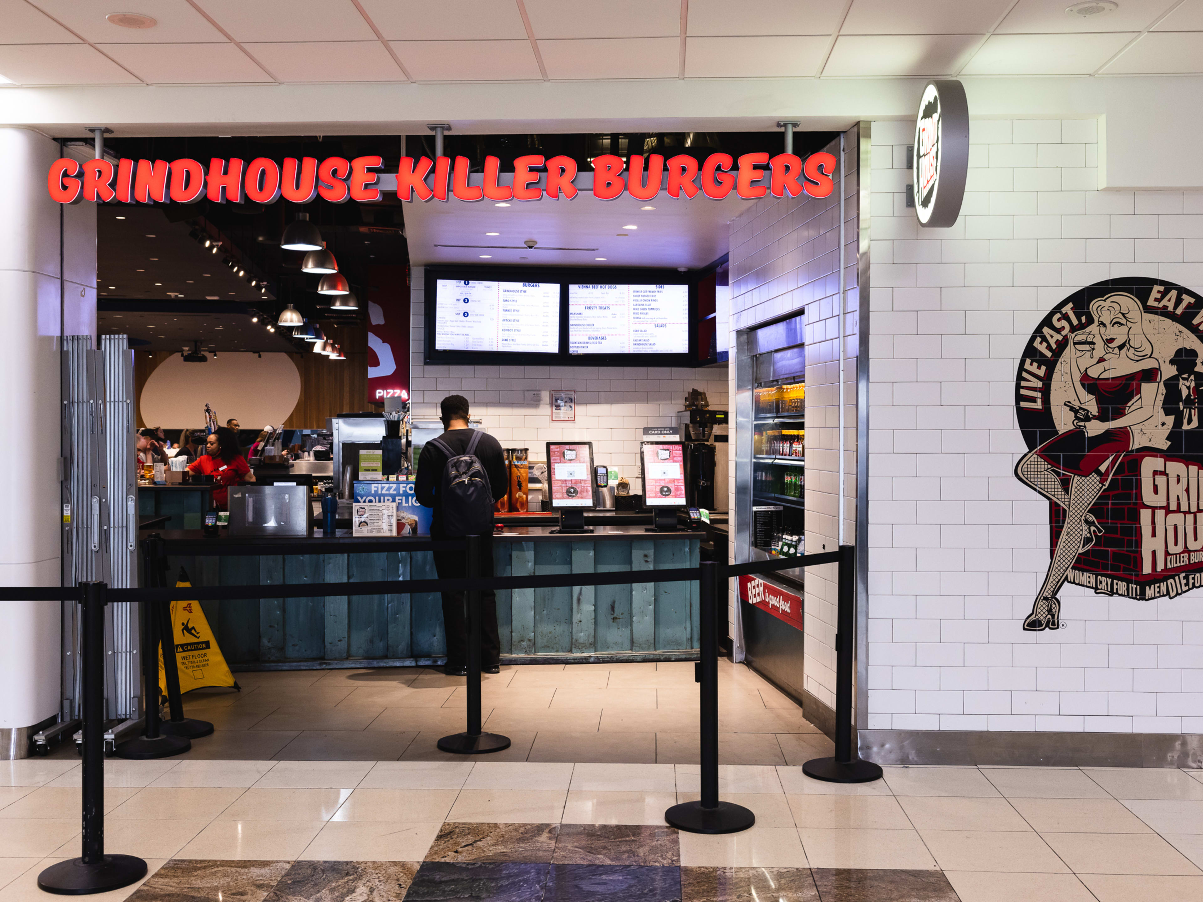 Grindhouse Killer Burger storefront in the Atlanta airport