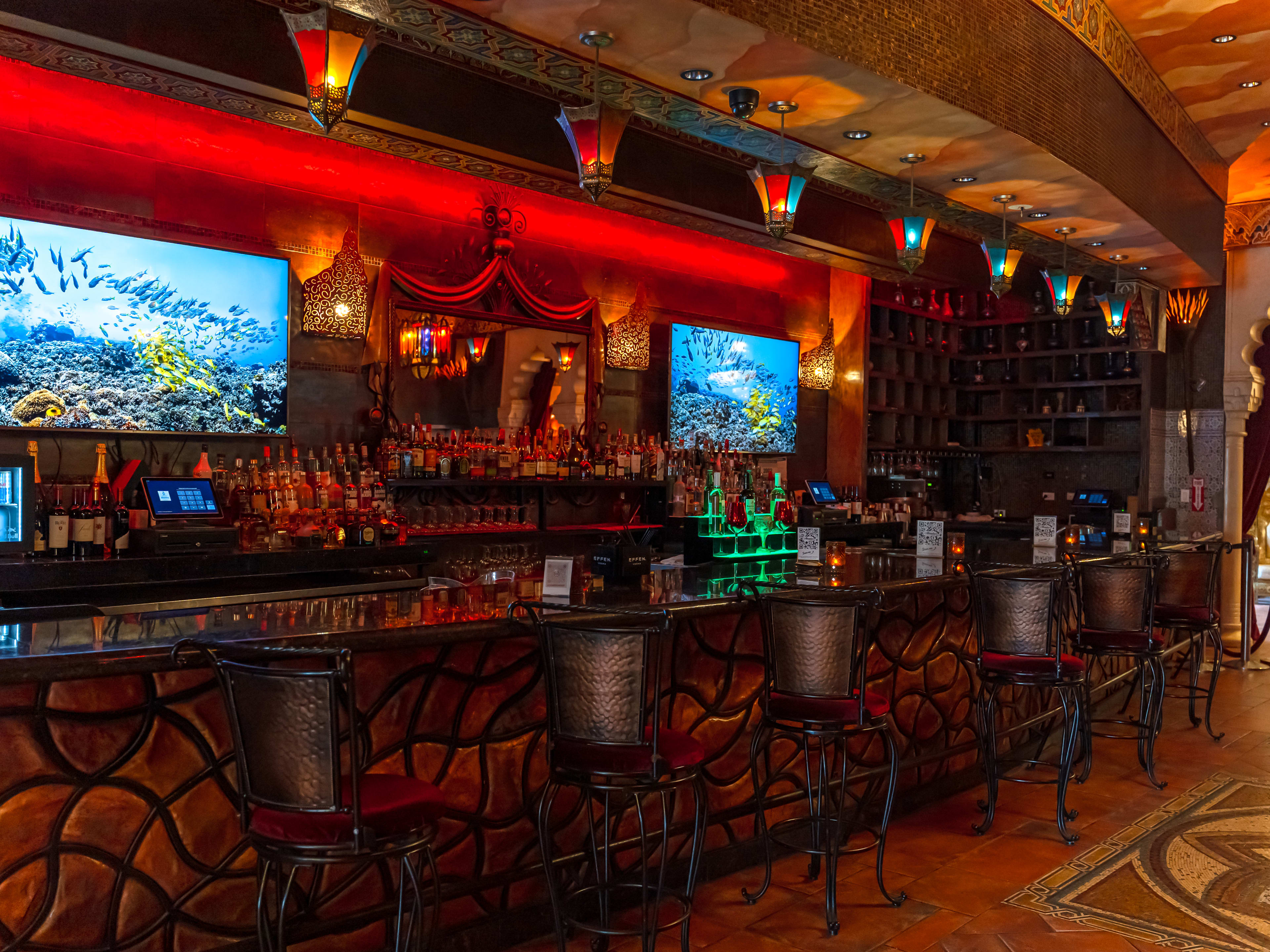 The Middle Eastern themed bar at Alhambra Palace Restaurant.