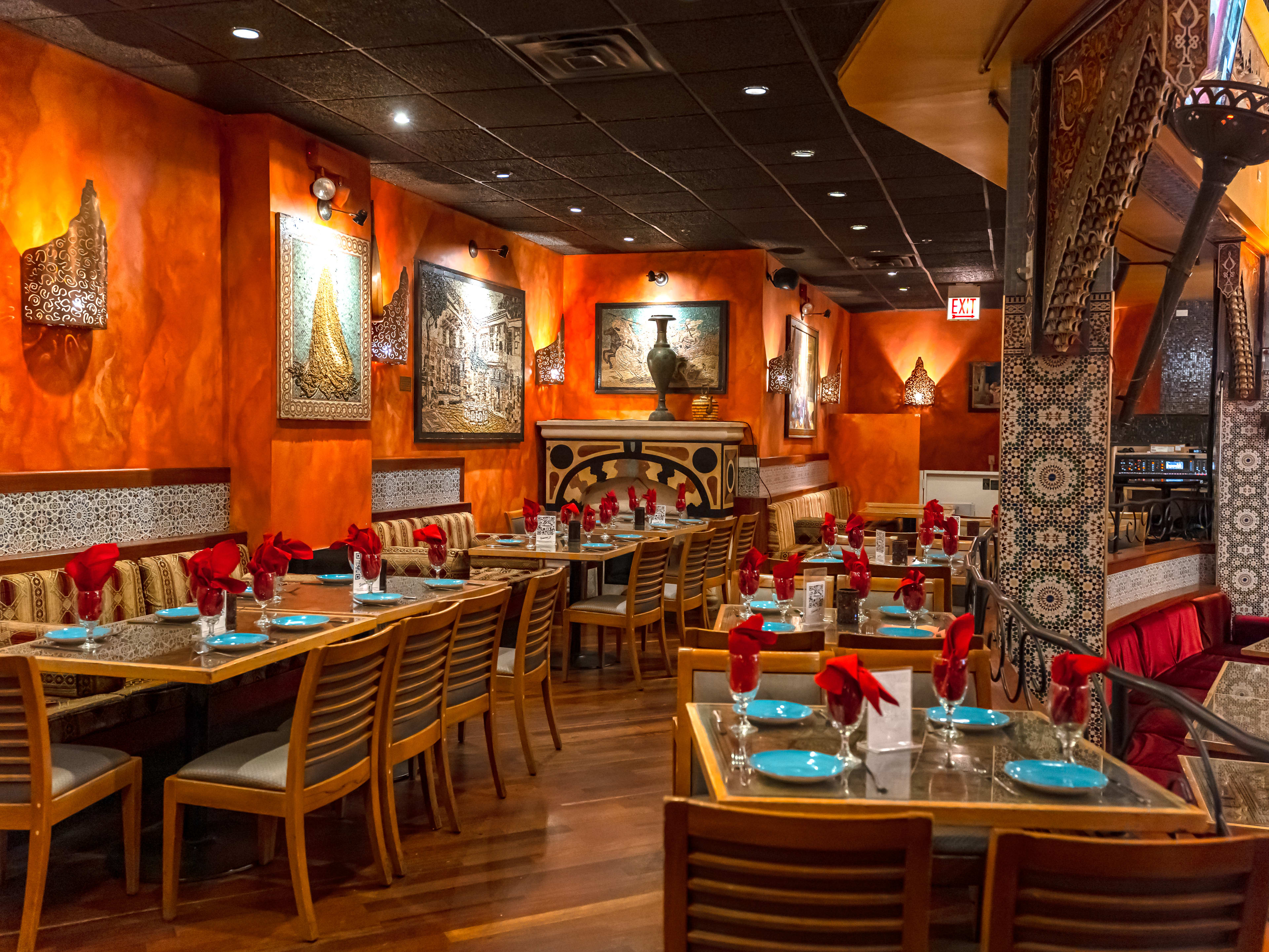 The interior dining space at Alhambra Palace Restaurant.