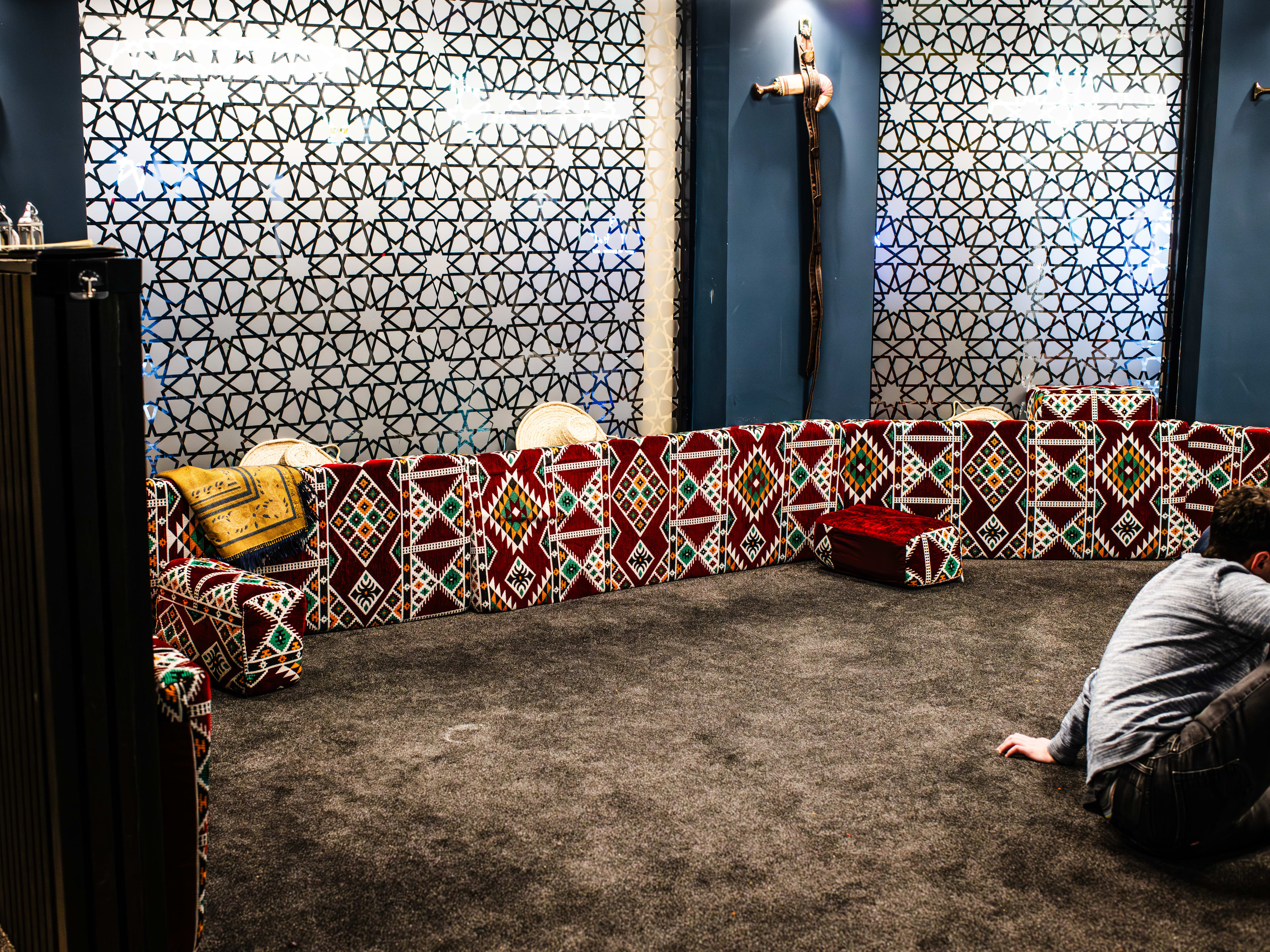 Traditional Yemeni-style floor seating.