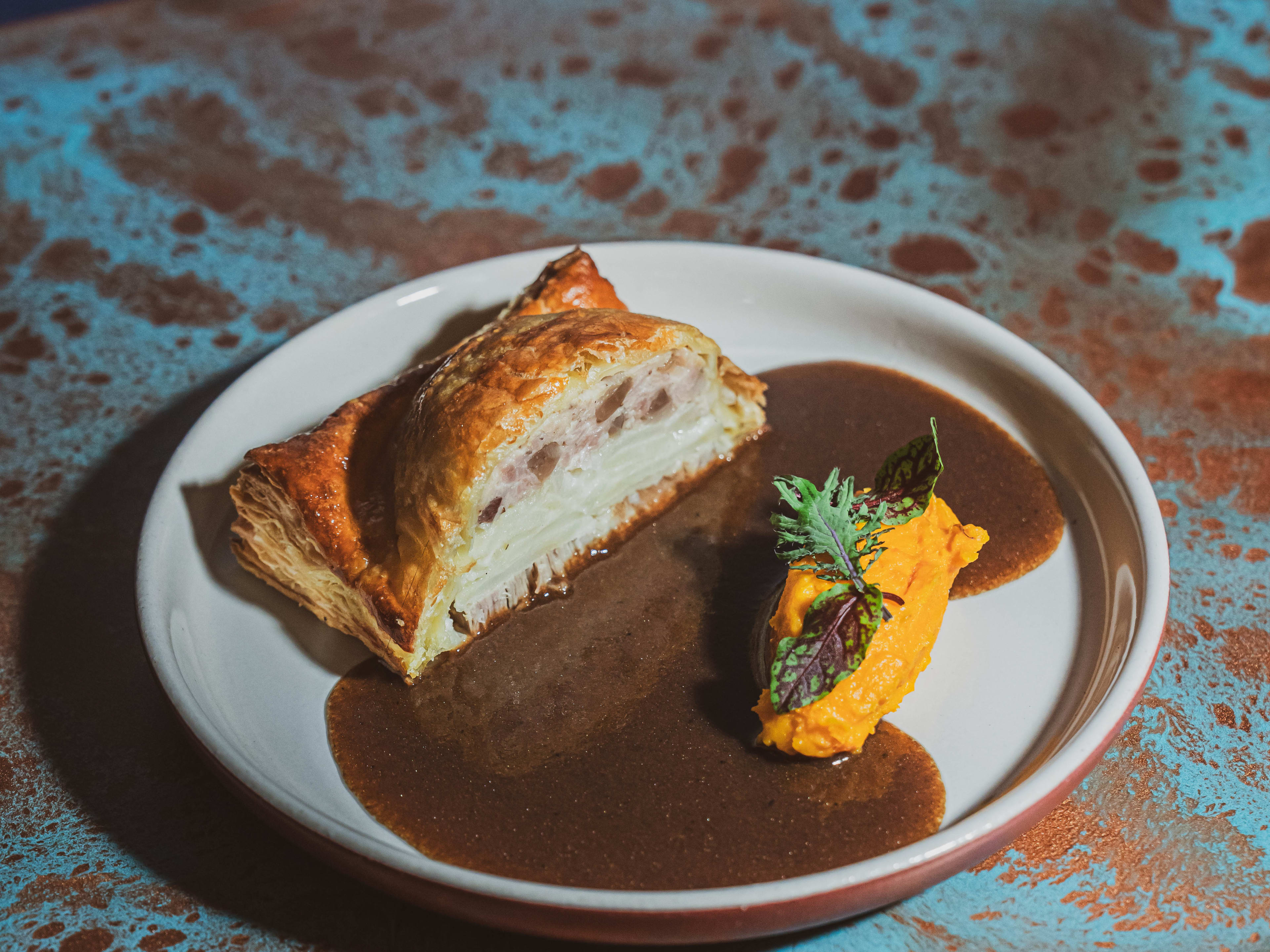 pork pithivier with butternut puree at Ramro