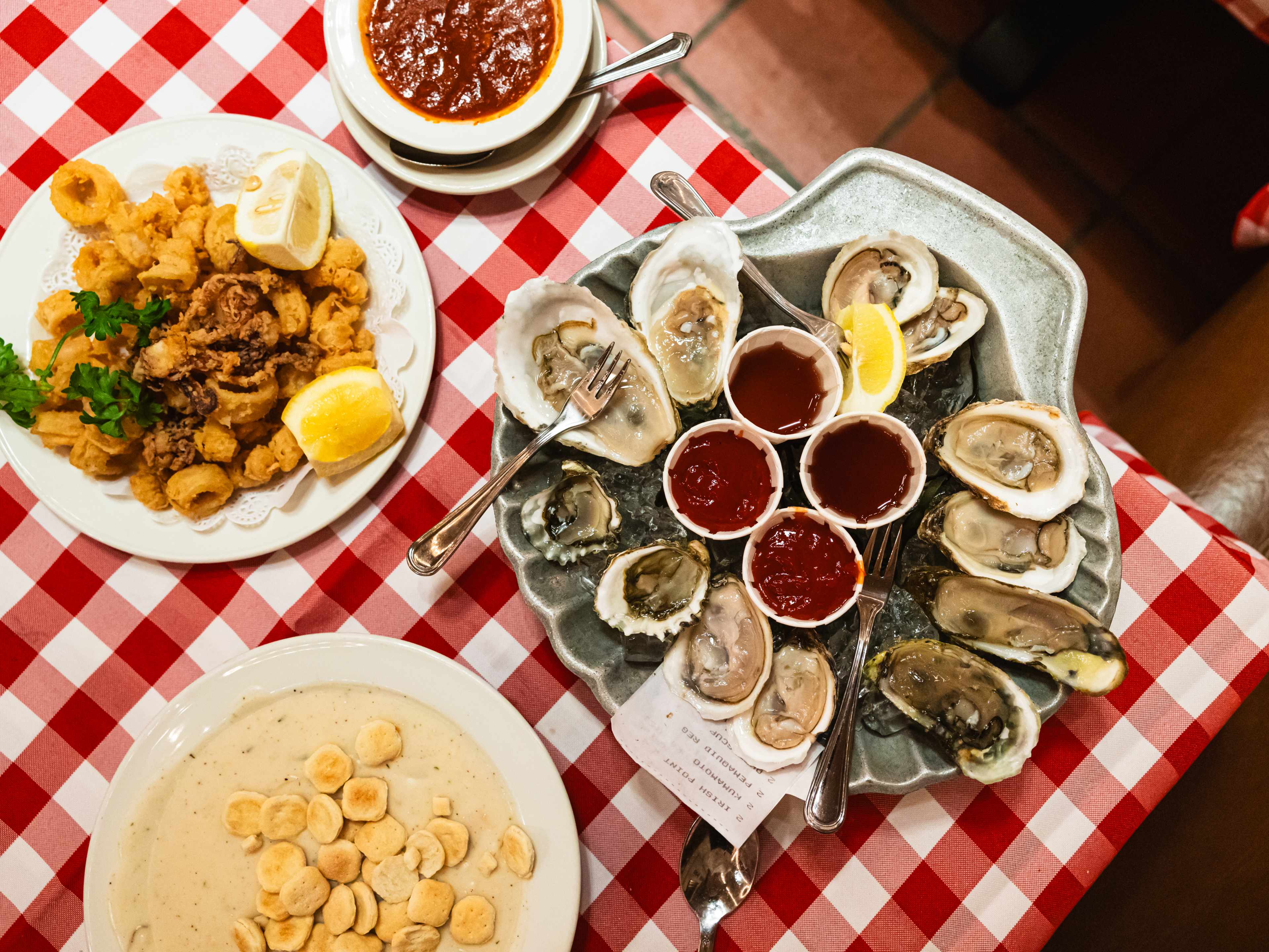 A spread at Grand Central Oyster Bar.