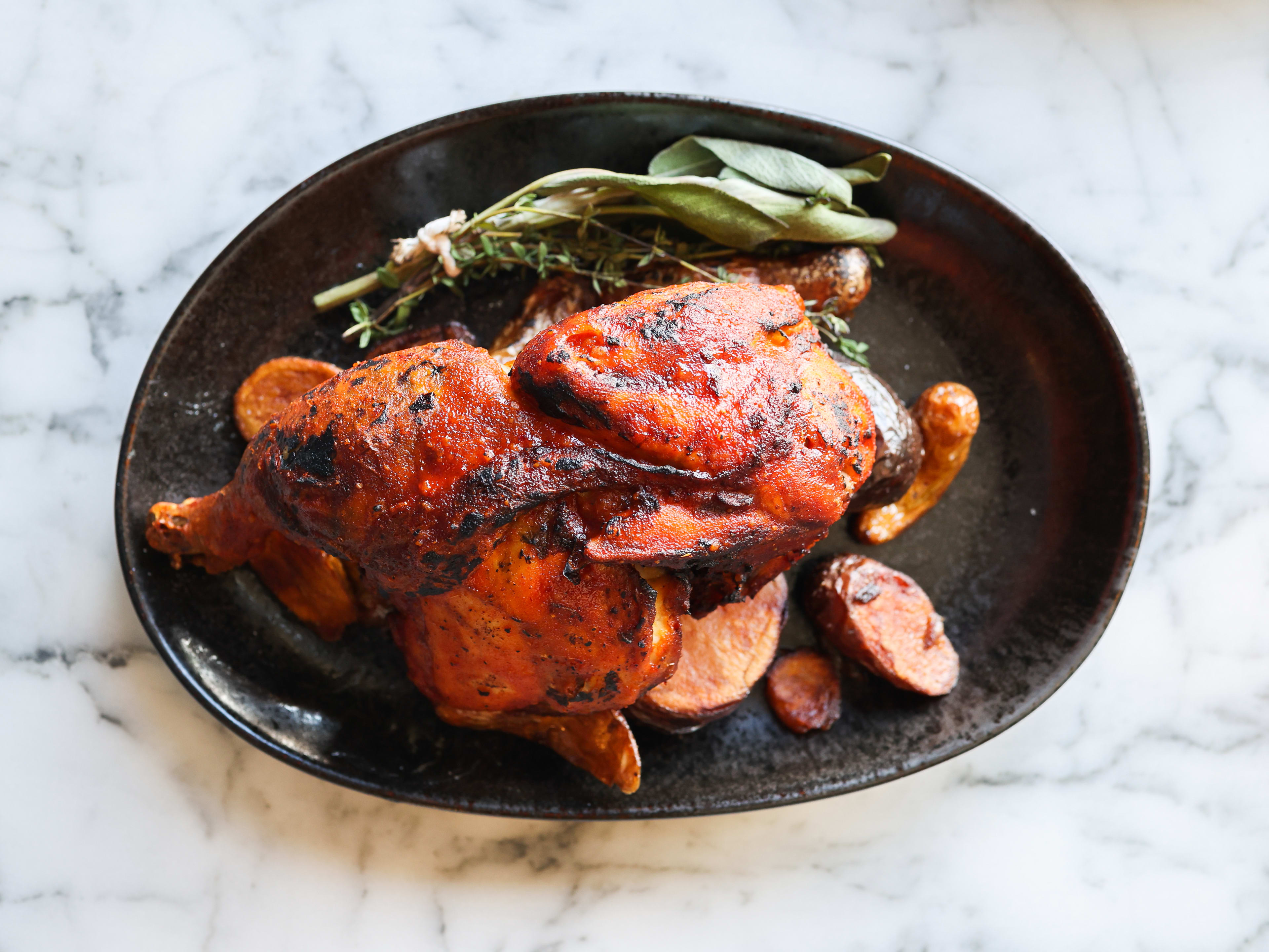 roasted chicken with bundled sage