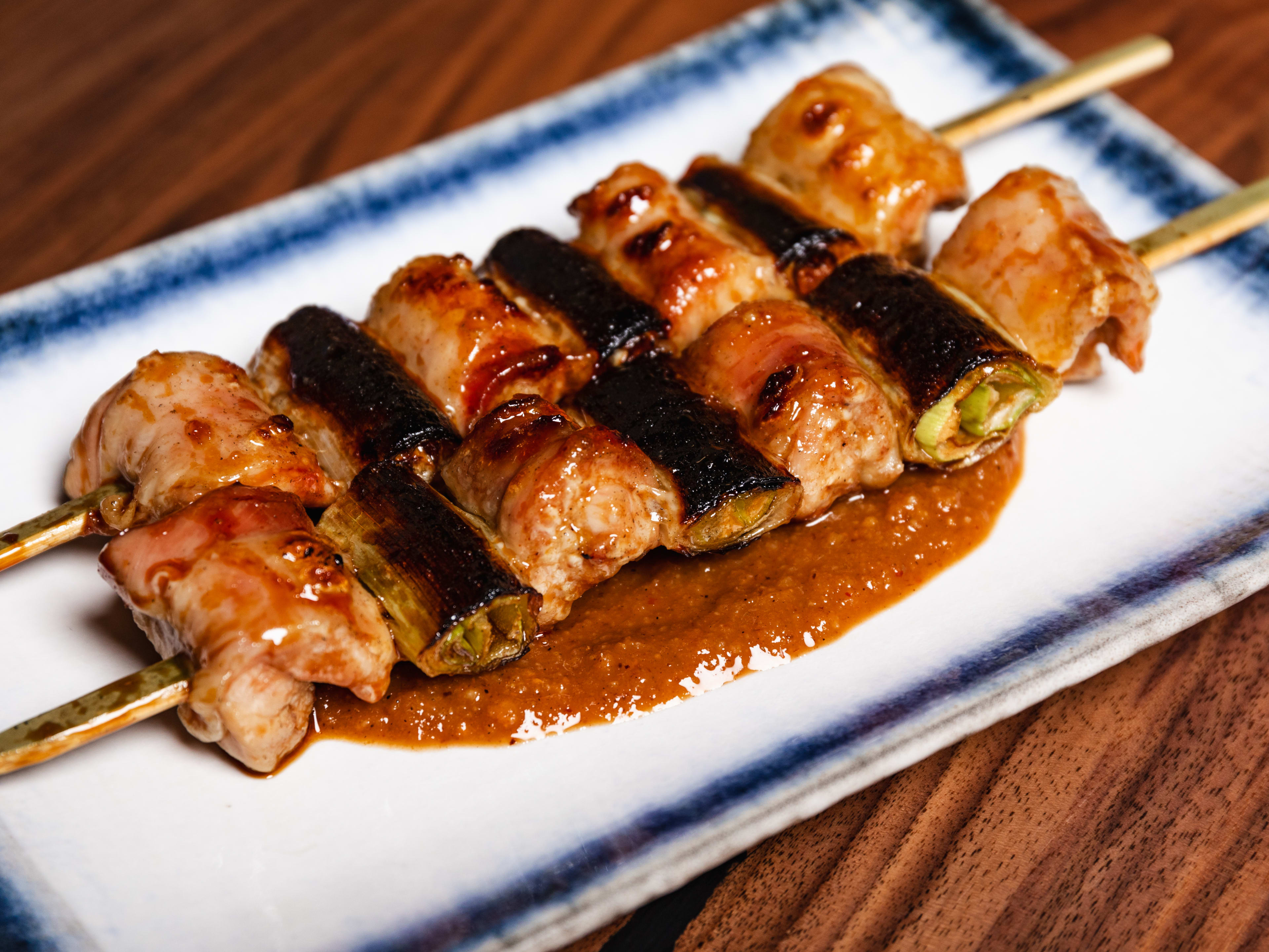 The chicken oyster skewer at Budonoki.