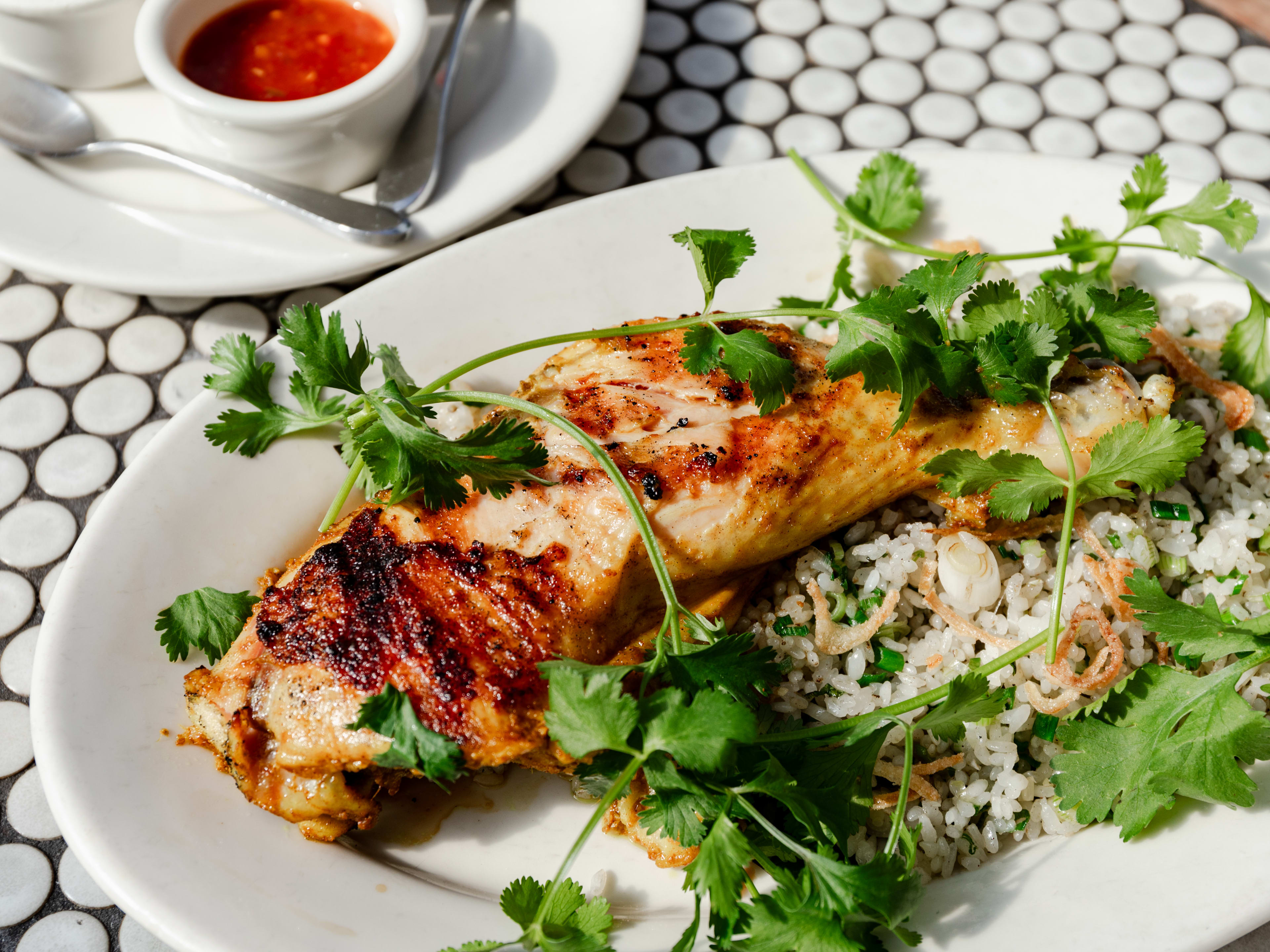 The Hainan chicken confit at Cassia.