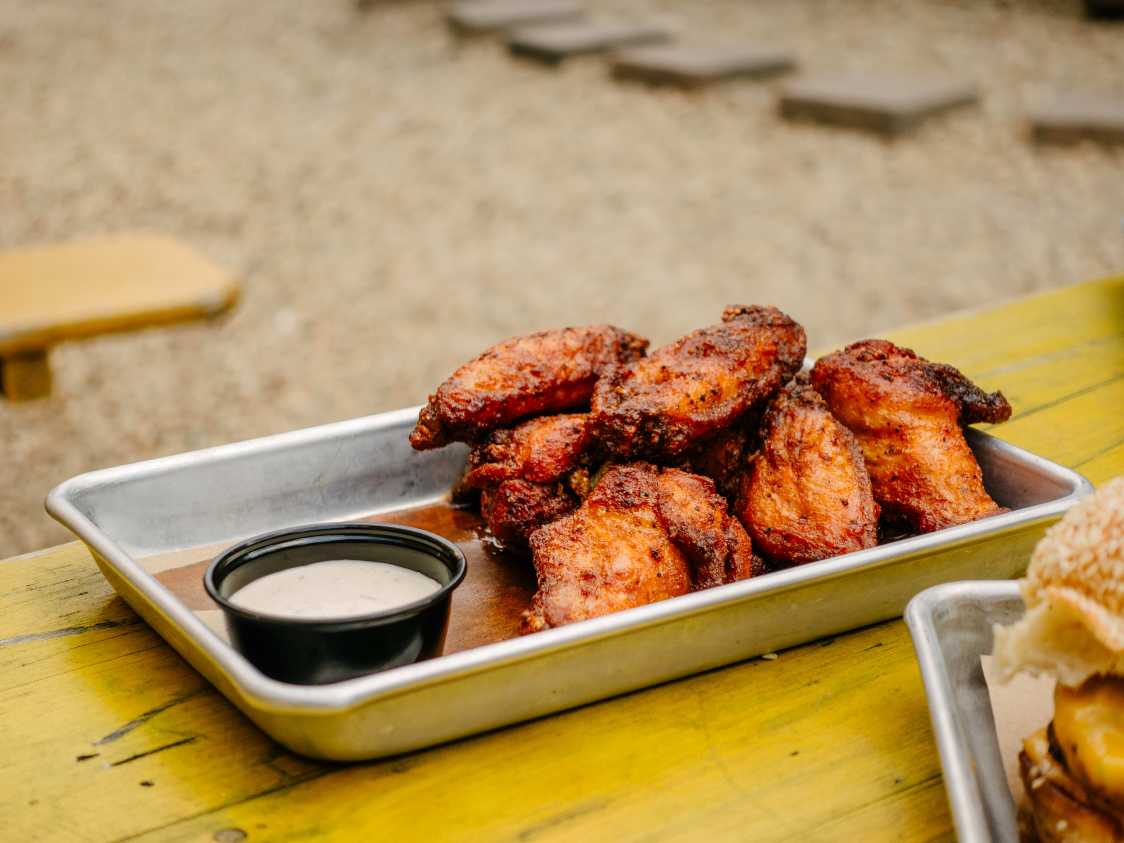 tray of BBQ wings