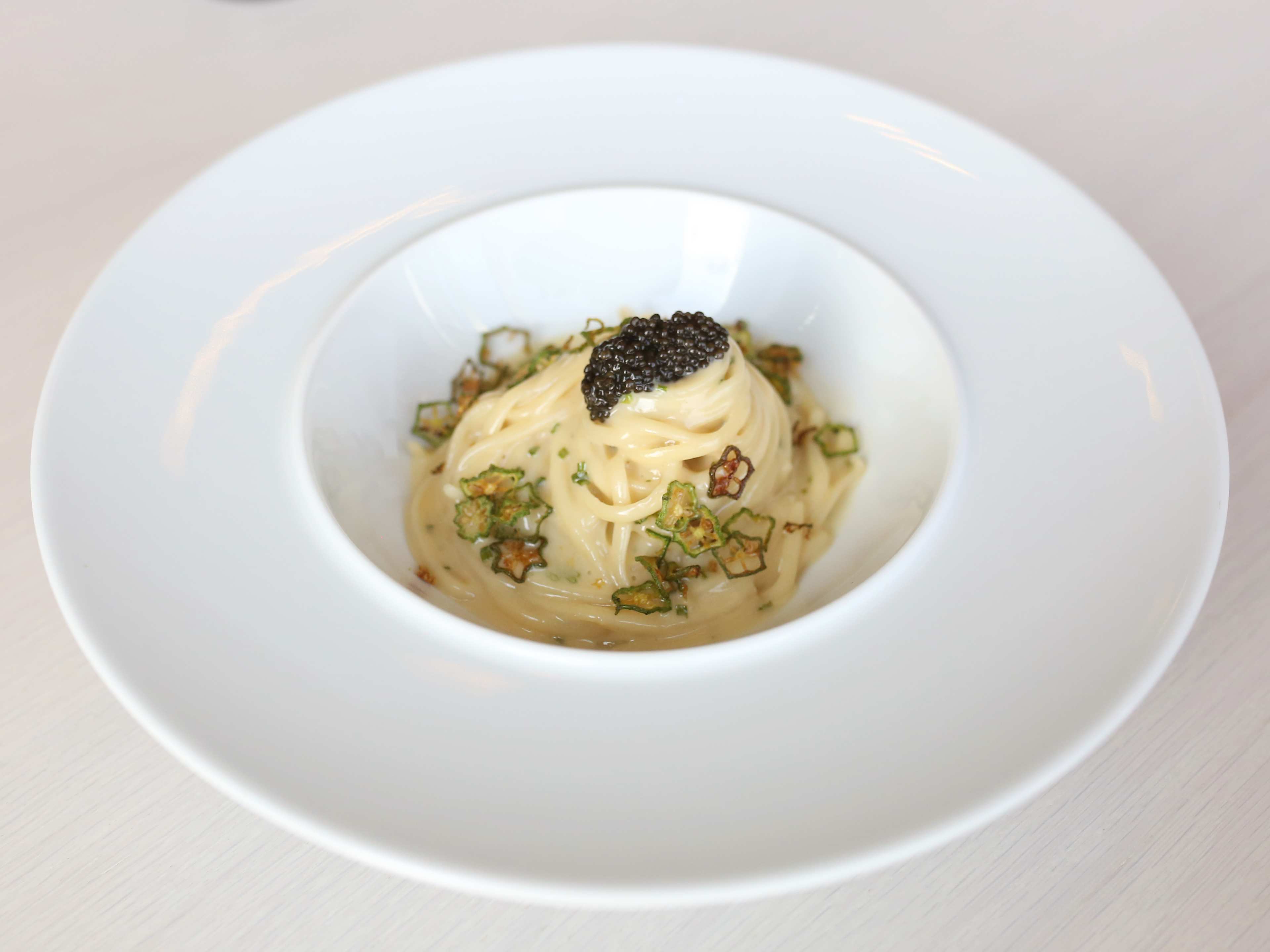 caviar linguini on plate