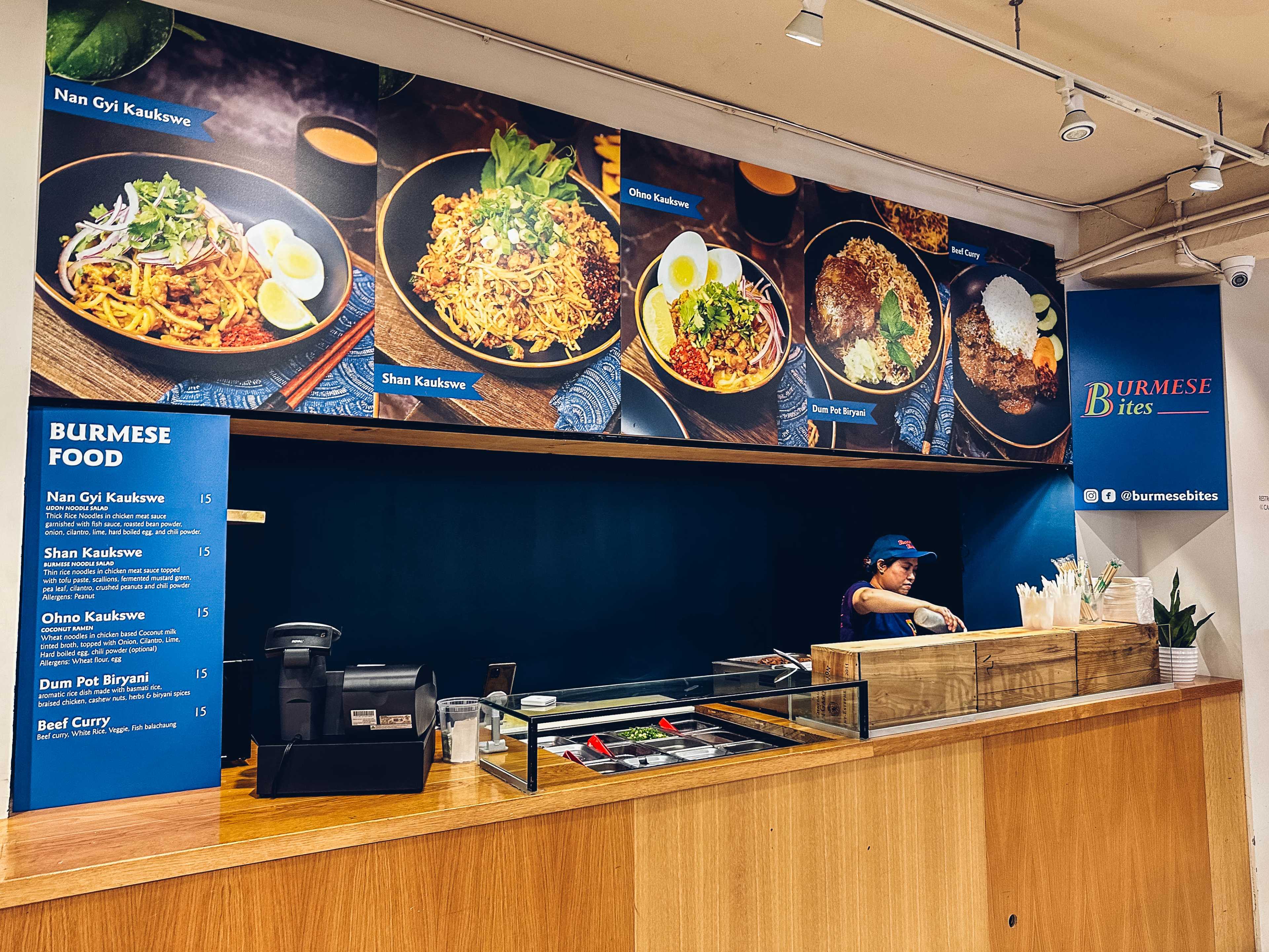 The Burmese Bites booth at Mona Kitchen & Market.