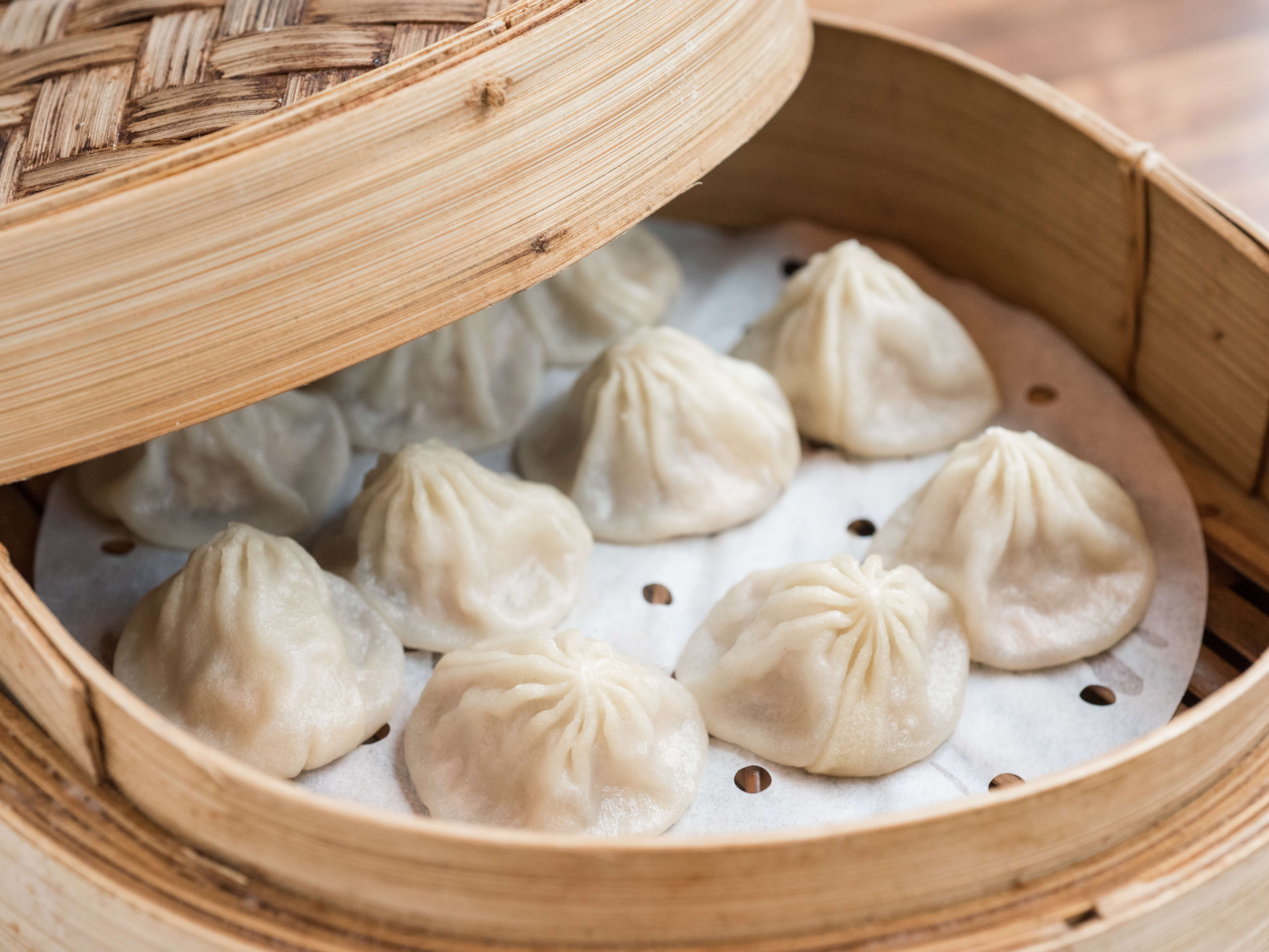 steamer basket full of soup dumplings