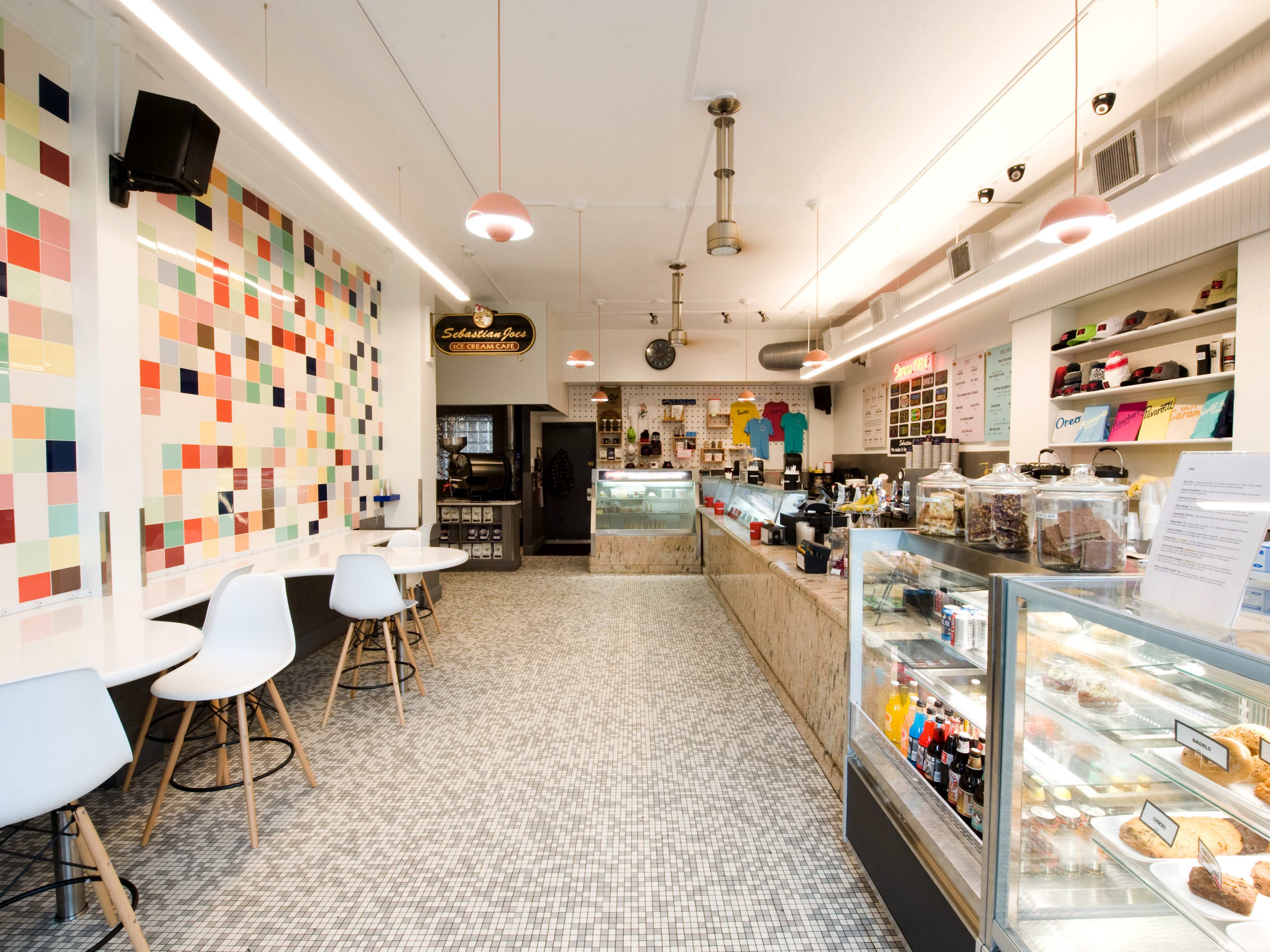 Colorful interior of Sebastian Joe's Ice Cream