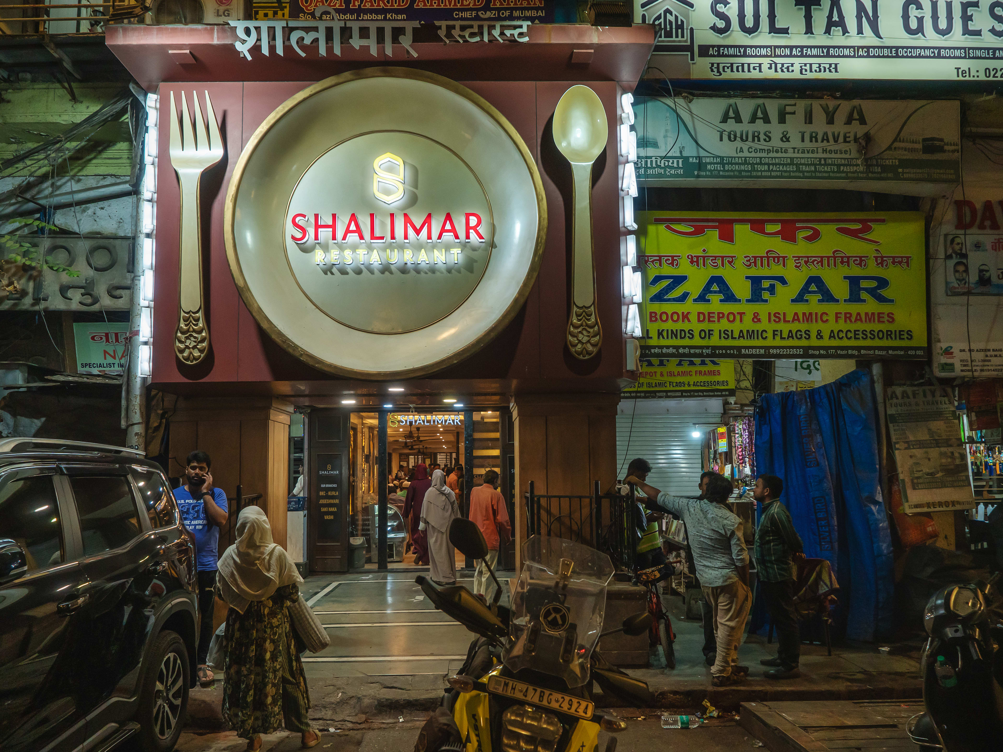 Bright exterior of Shalimar at night