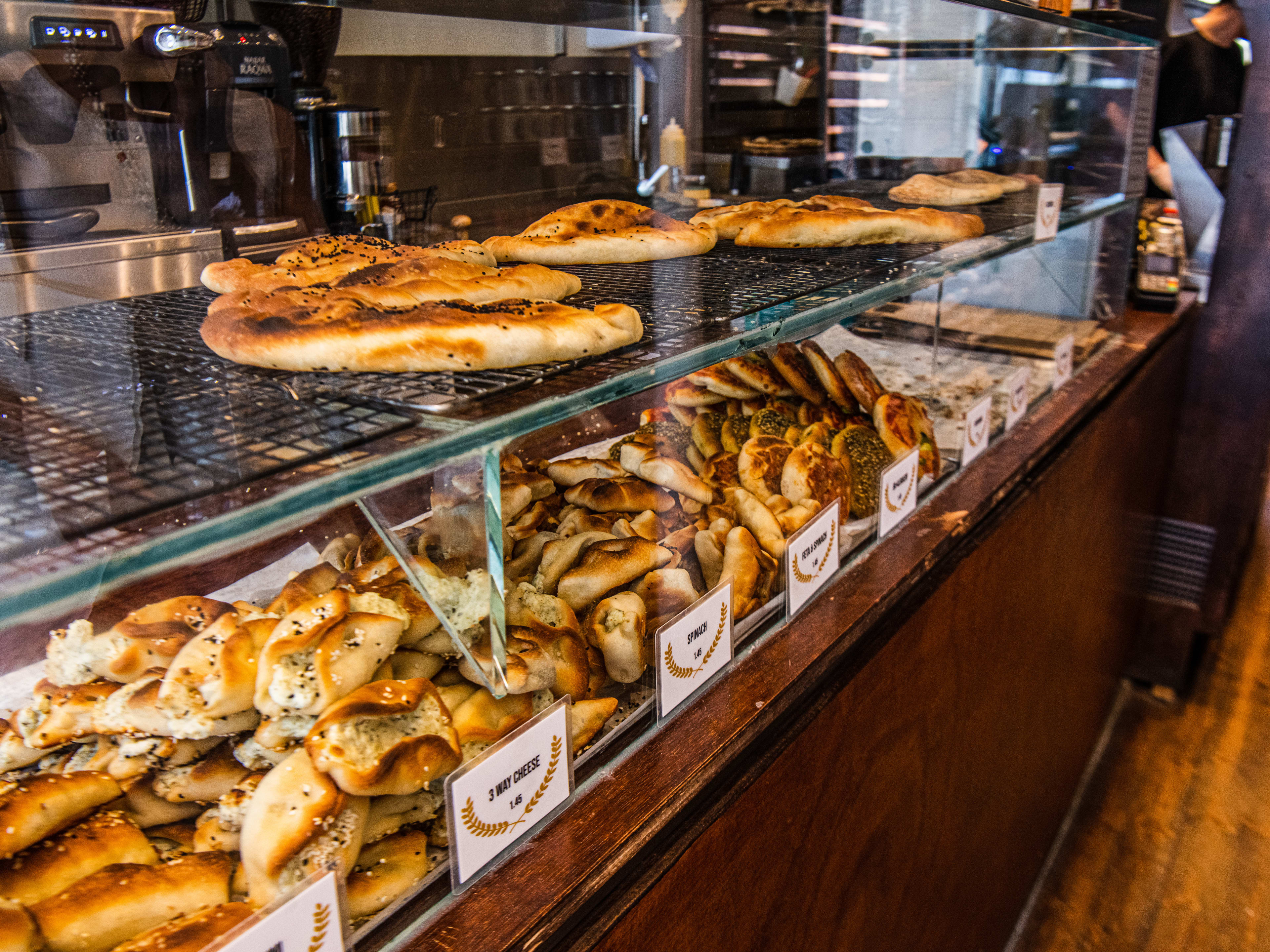 The full pastry case at Ta’mini Lebanese Bakery.