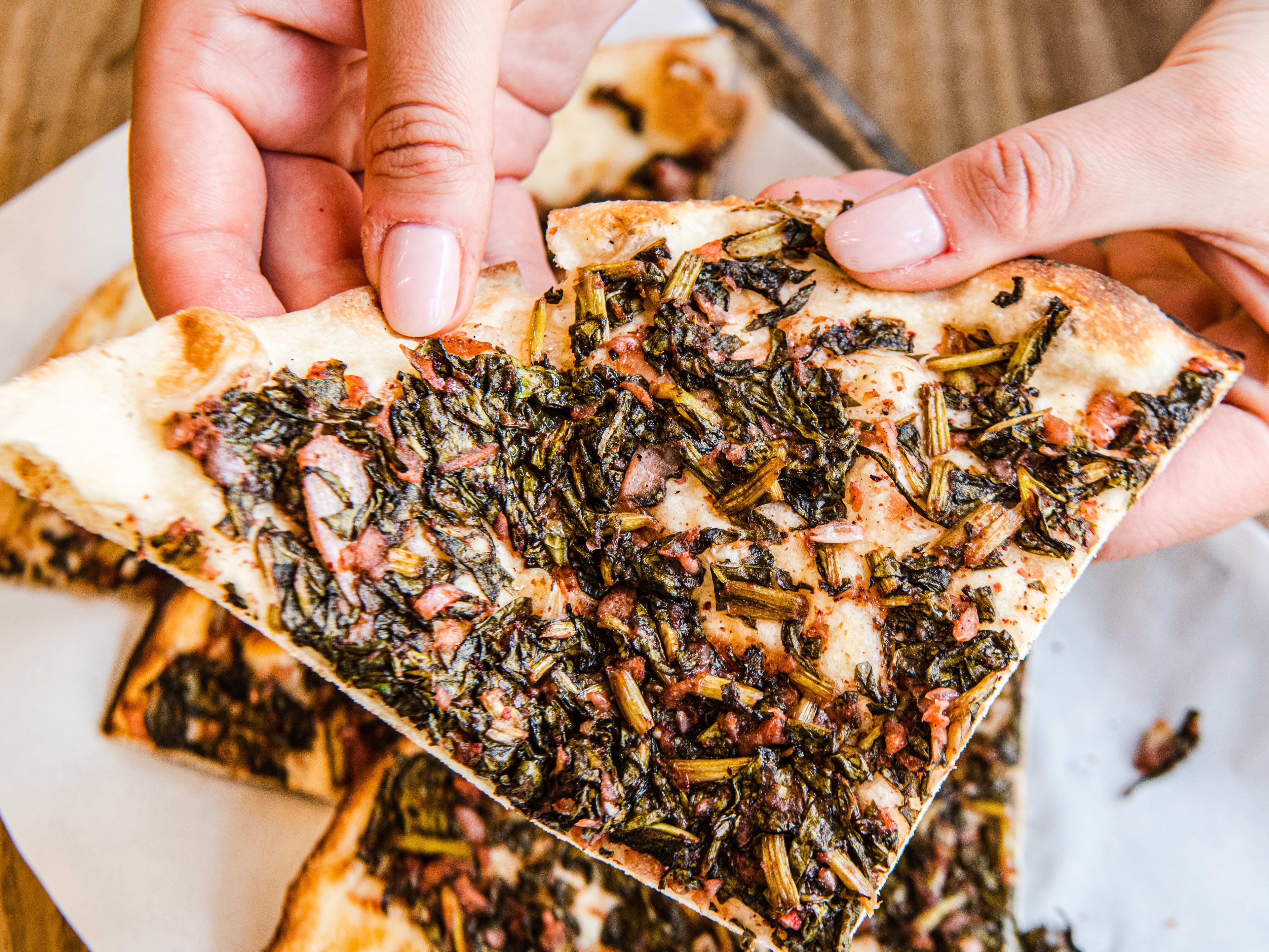 The spinach manoushe from Ta’mini Lebanese Bakery.