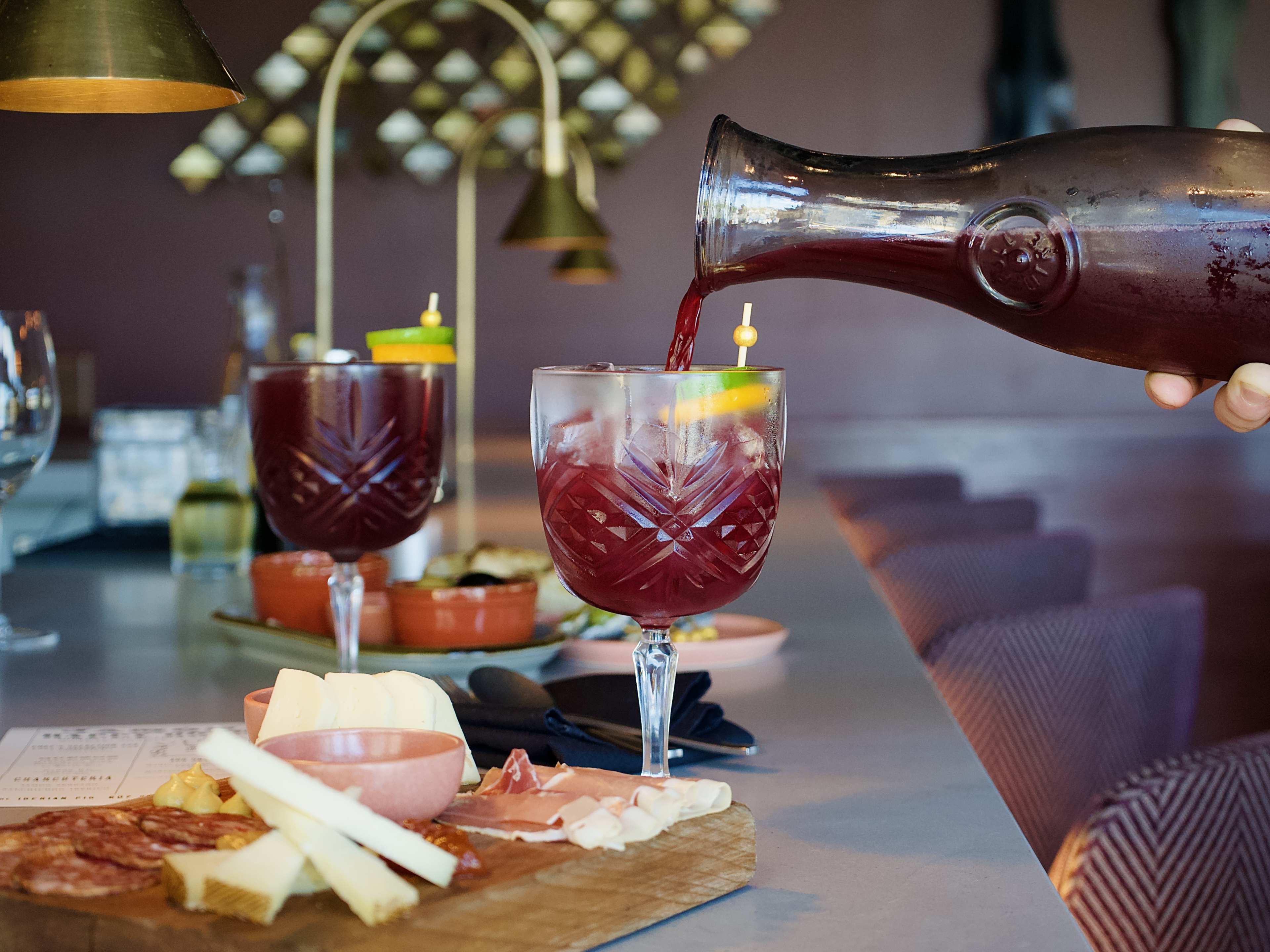 sangria and cheese board