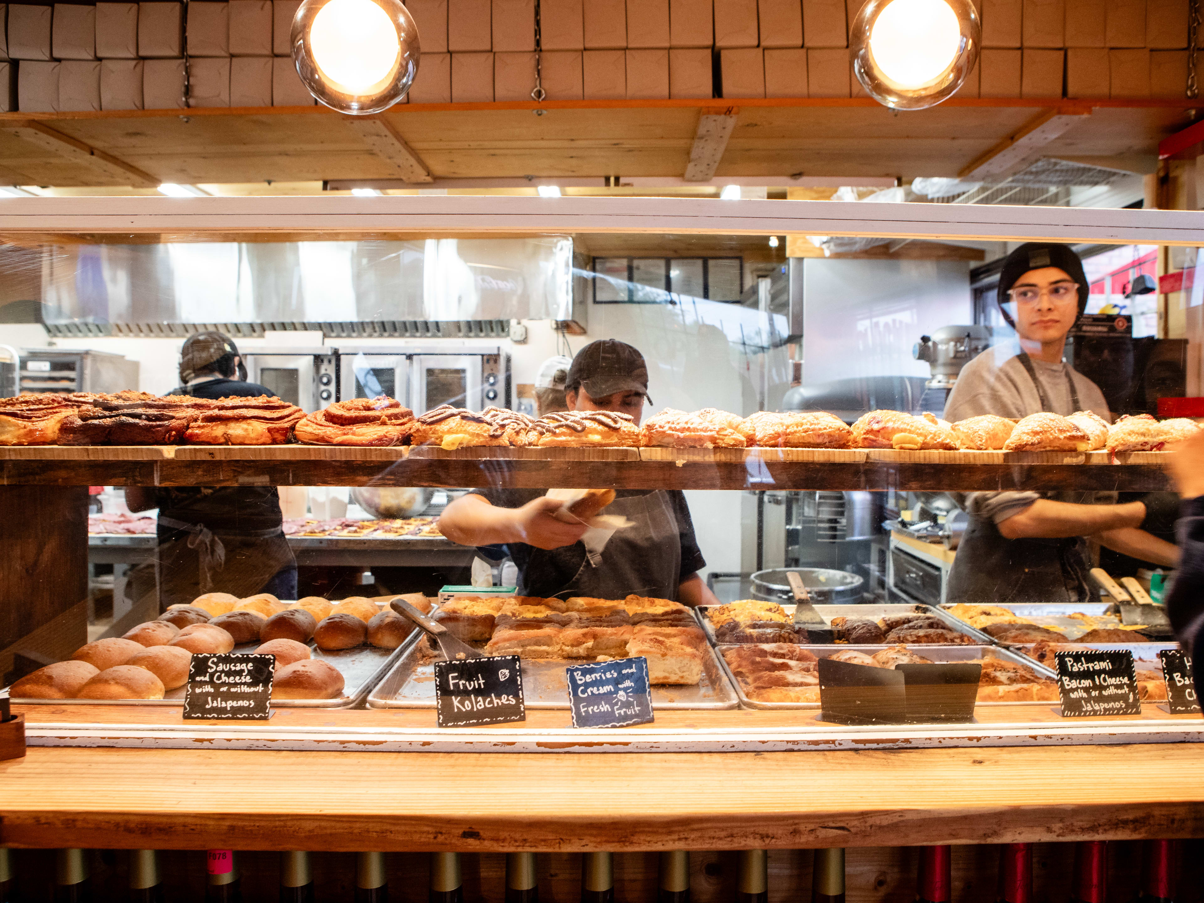 The pastry case at The Original Kolache Shoppe.