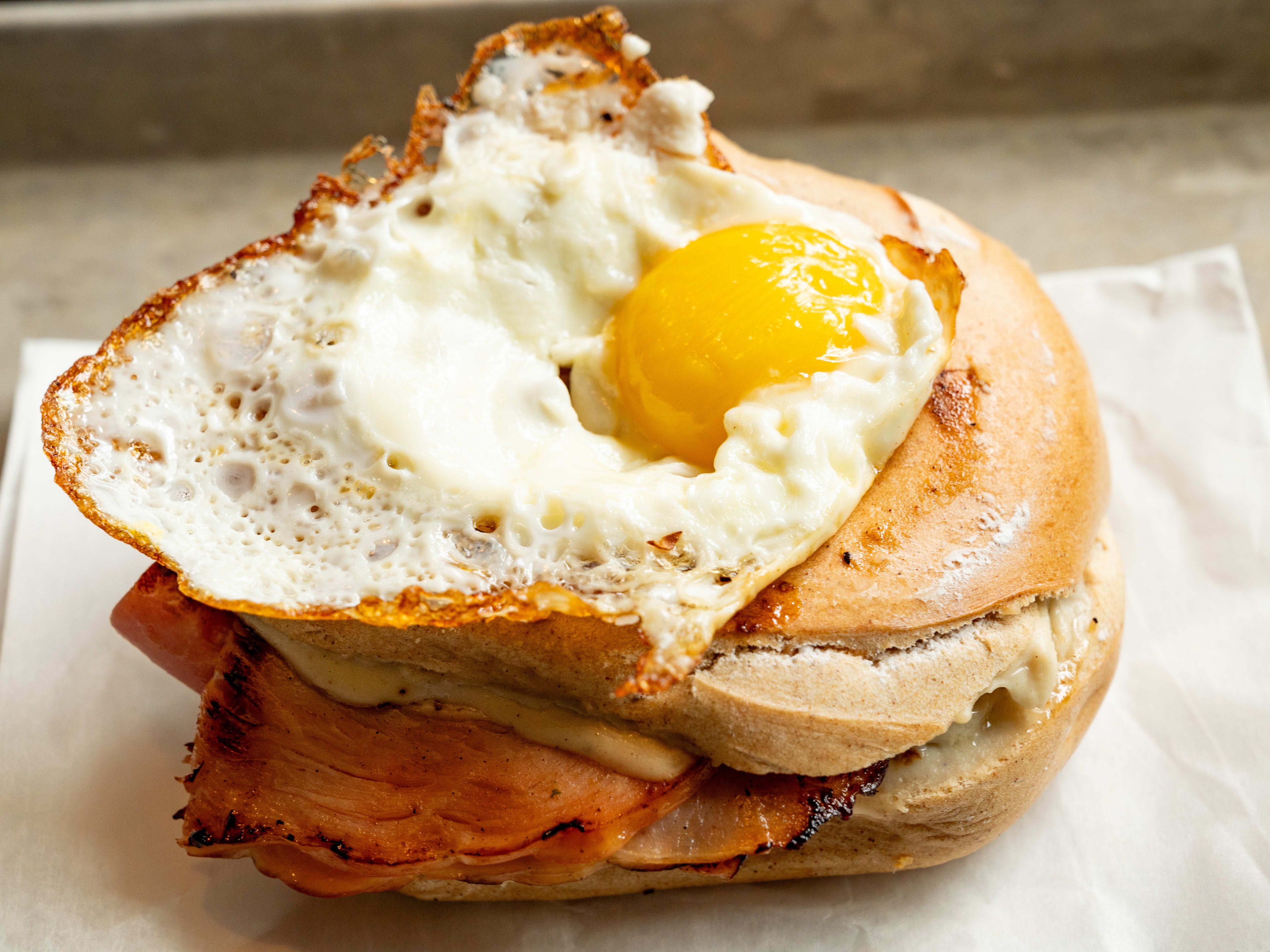 This is a croque Madame from The Bagel Place.