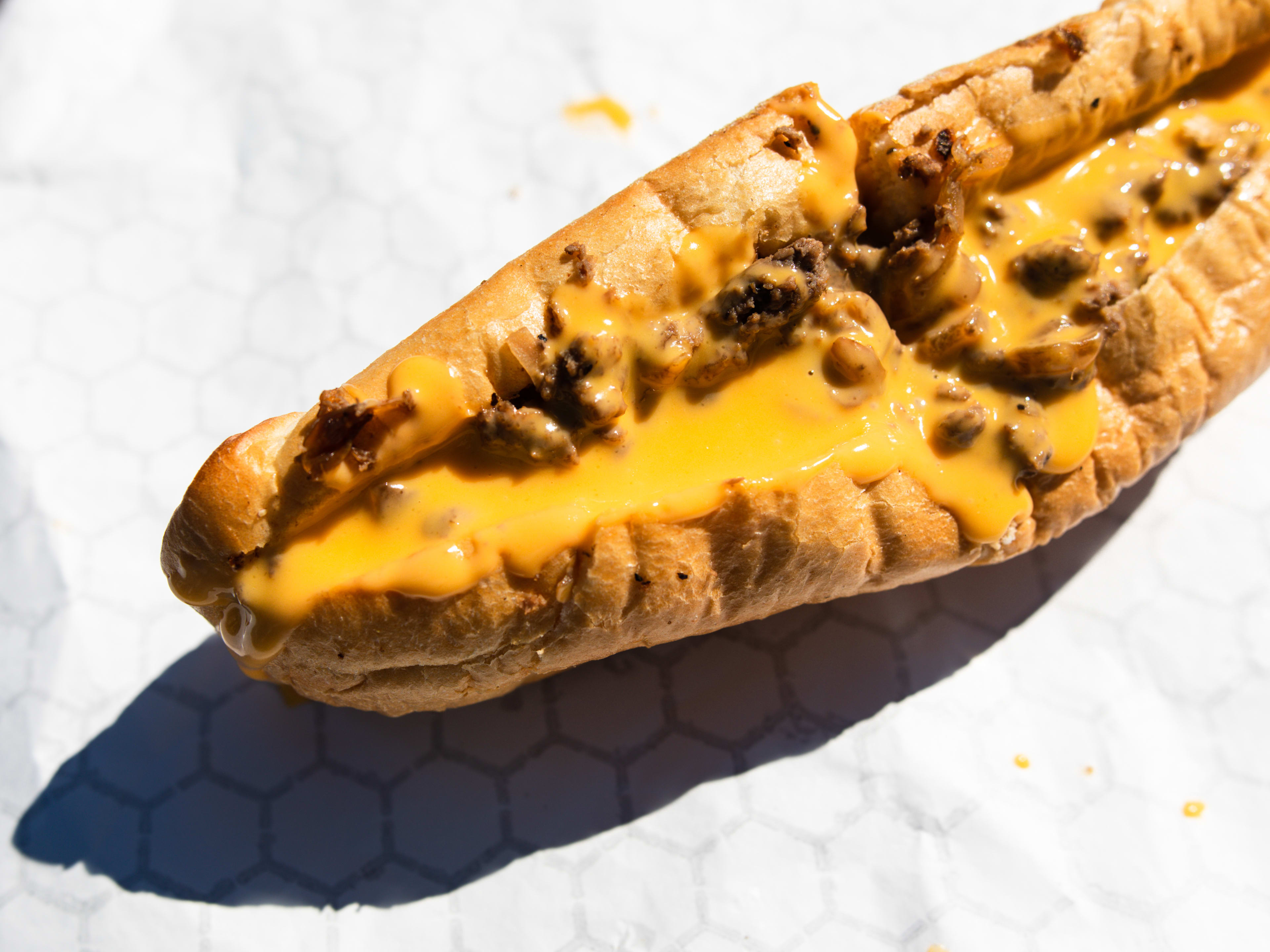 The classic cheesesteak from R&B's served in sandwich paper.