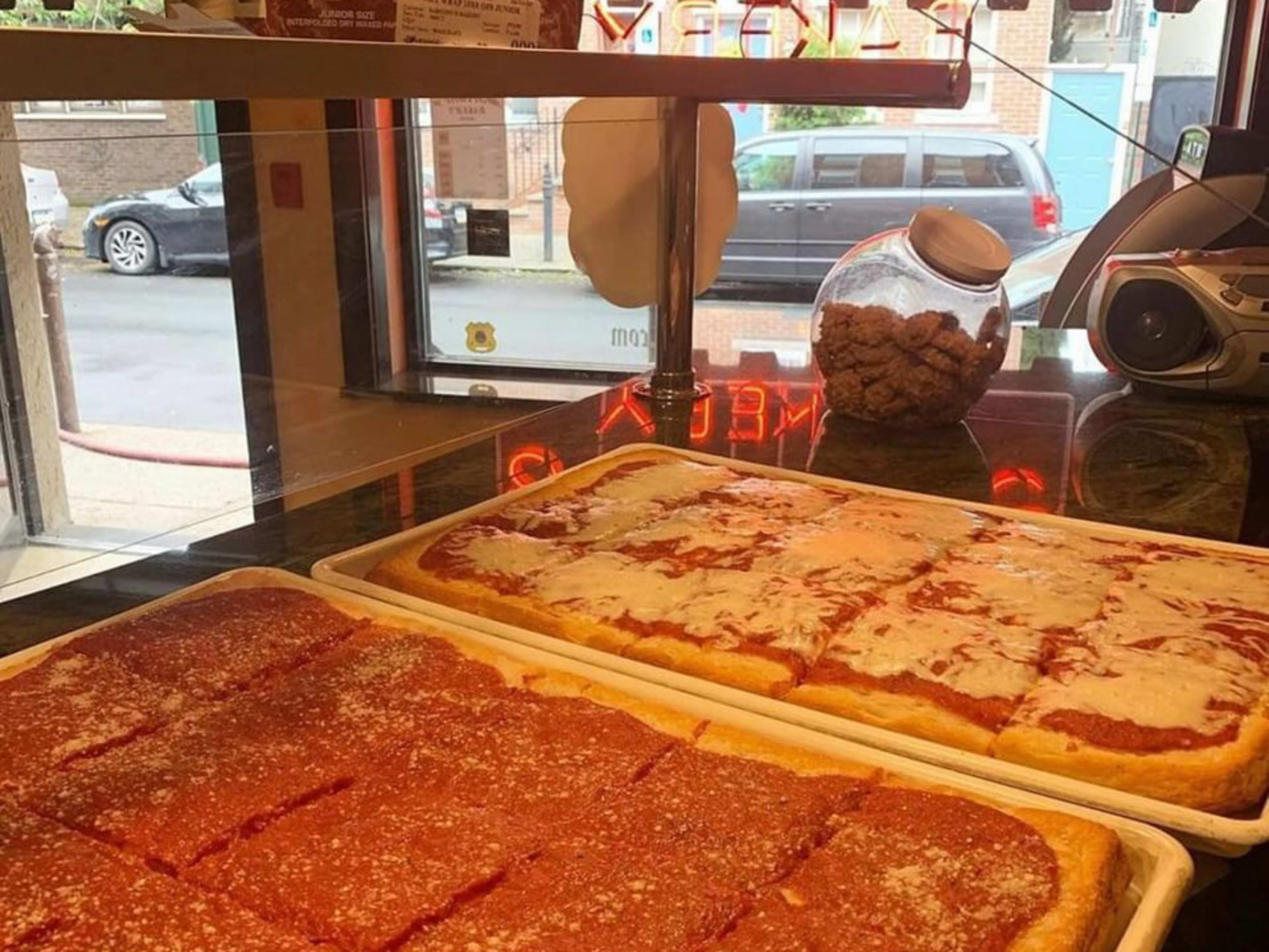 This is a tomato pie at Sarcone's Bakery.