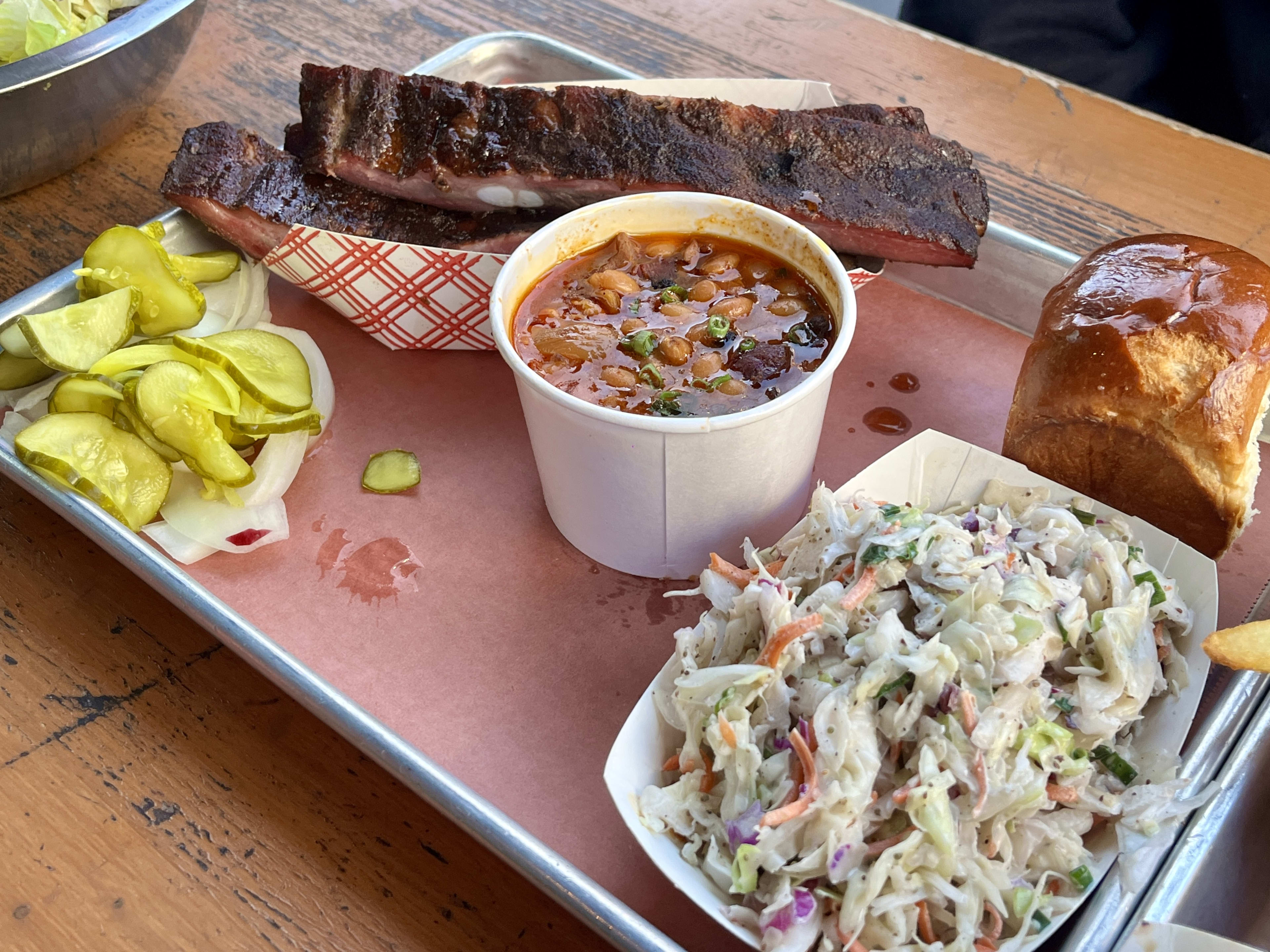 The smoked rib plate at 4505 Burgers and BBQ.