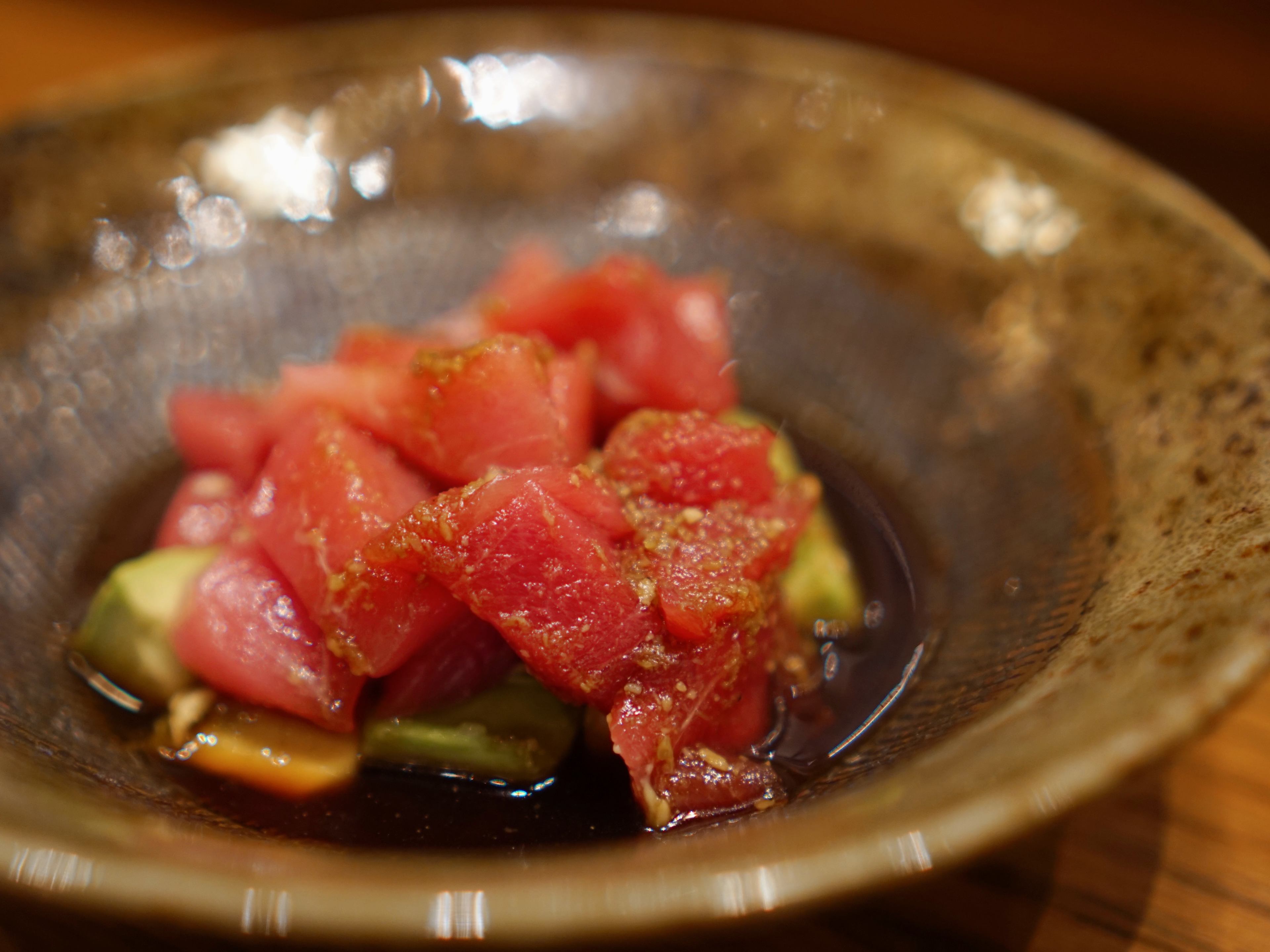 a bowl of tuna tartare