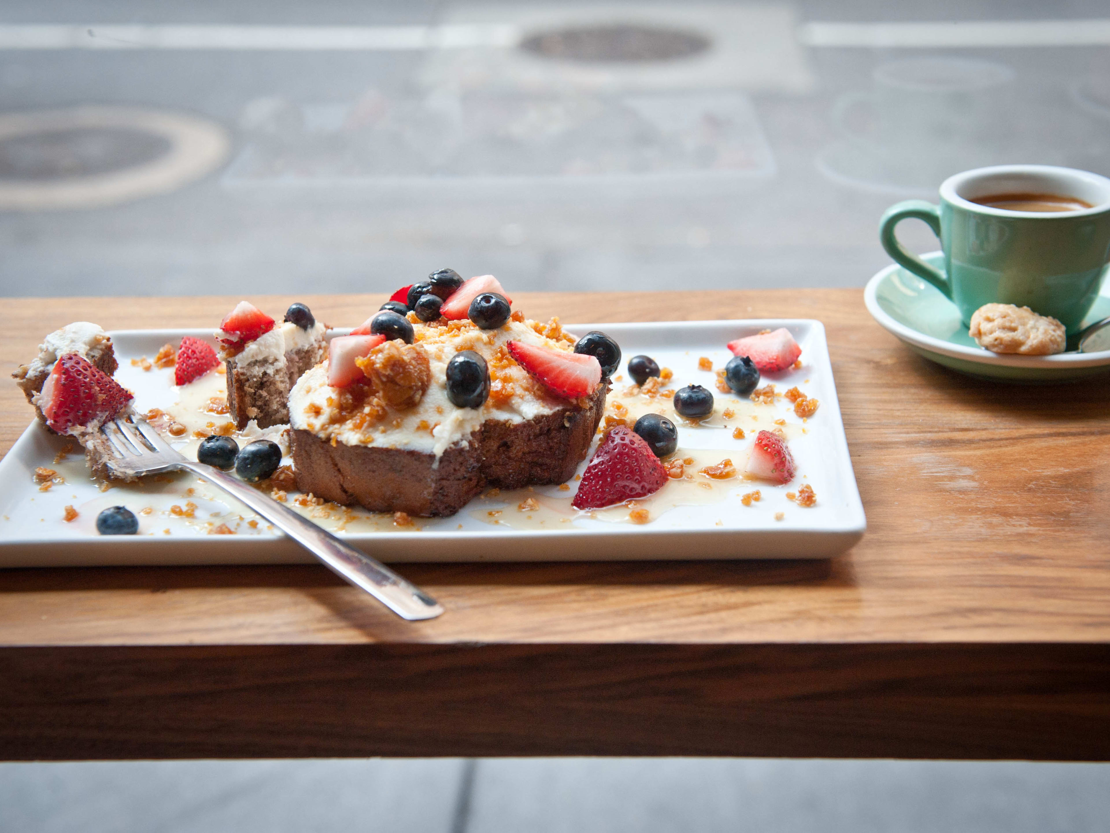 French toast and a cup of espresso.