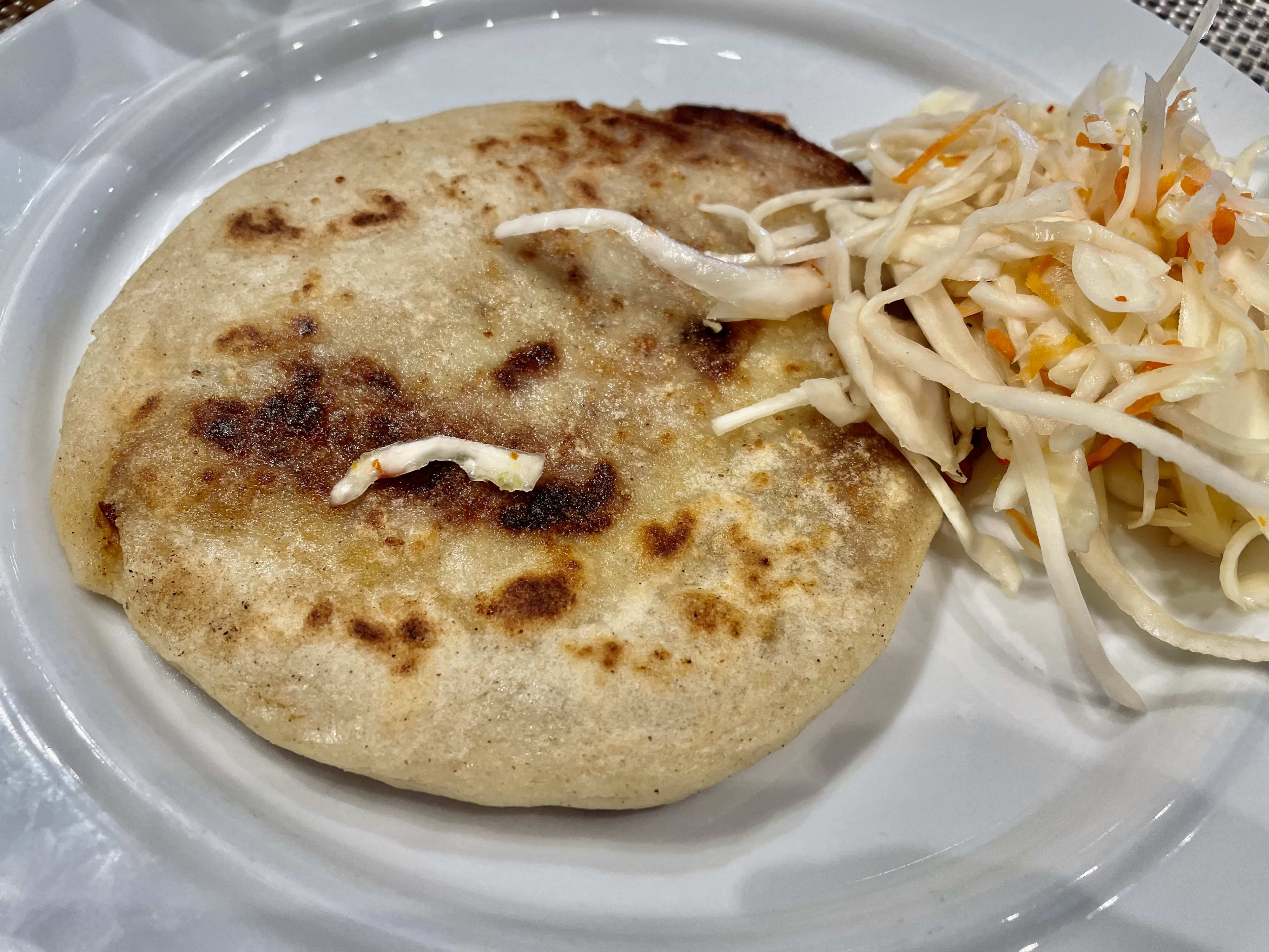 pupusa with side of cabbage