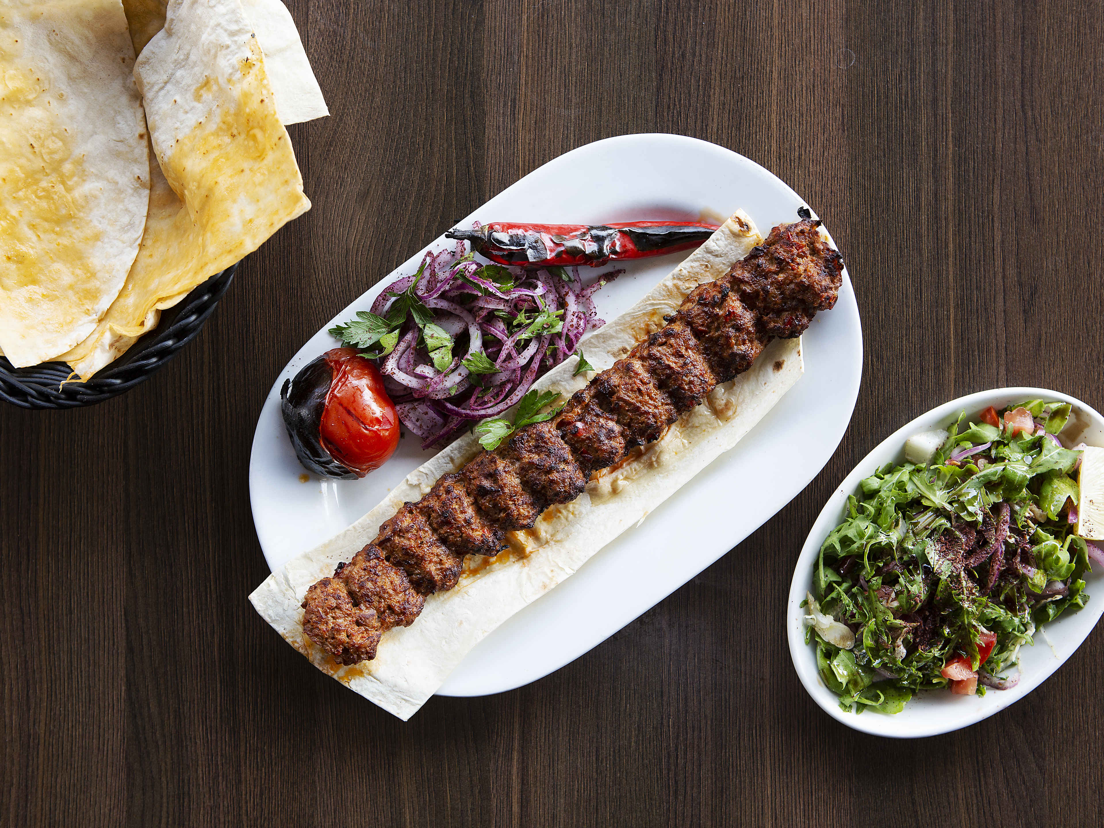 Spread of Turkish dishes at Adana Grillhaus