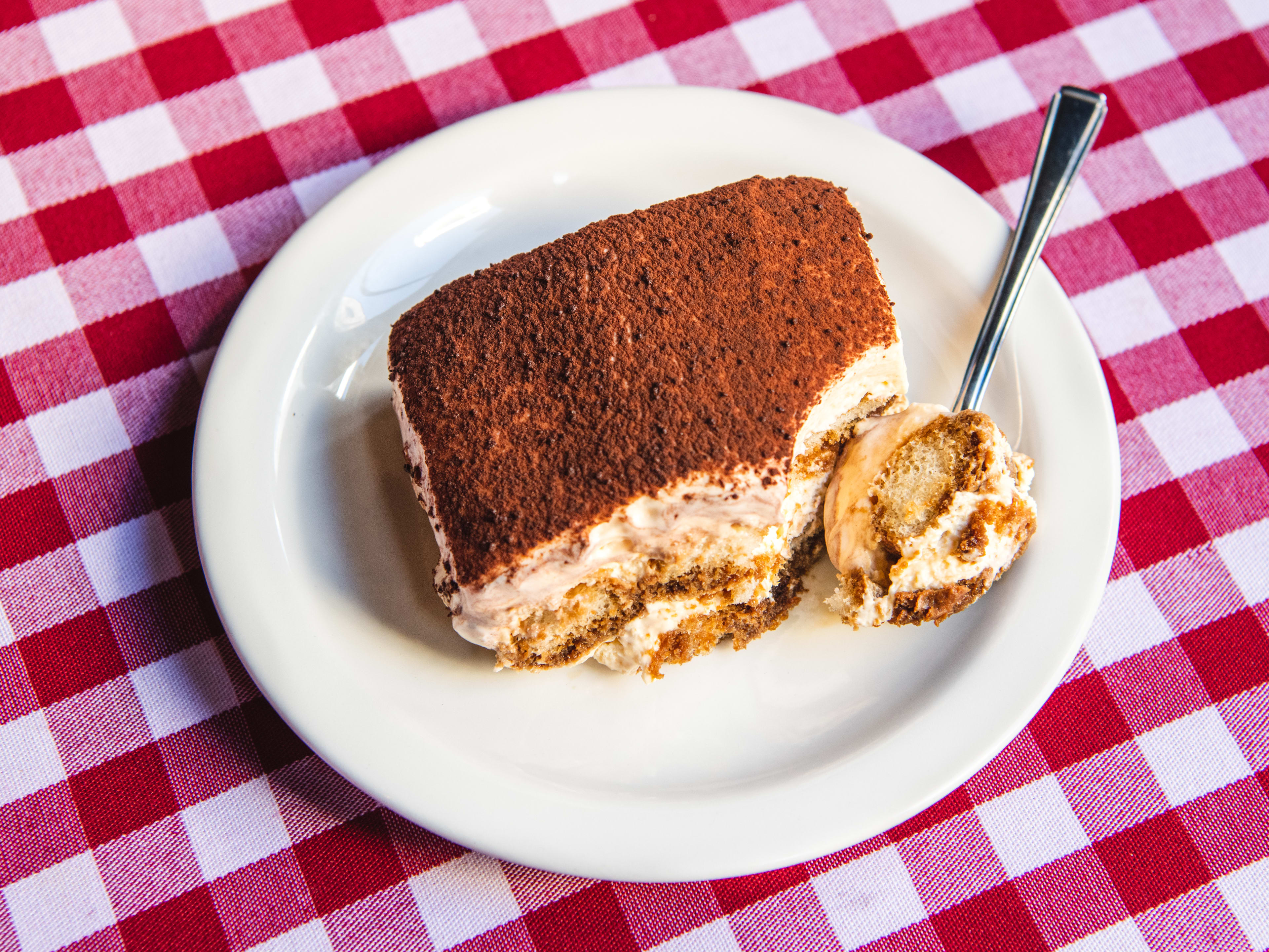 A plate of tiramisu from Trattoria Brutto.