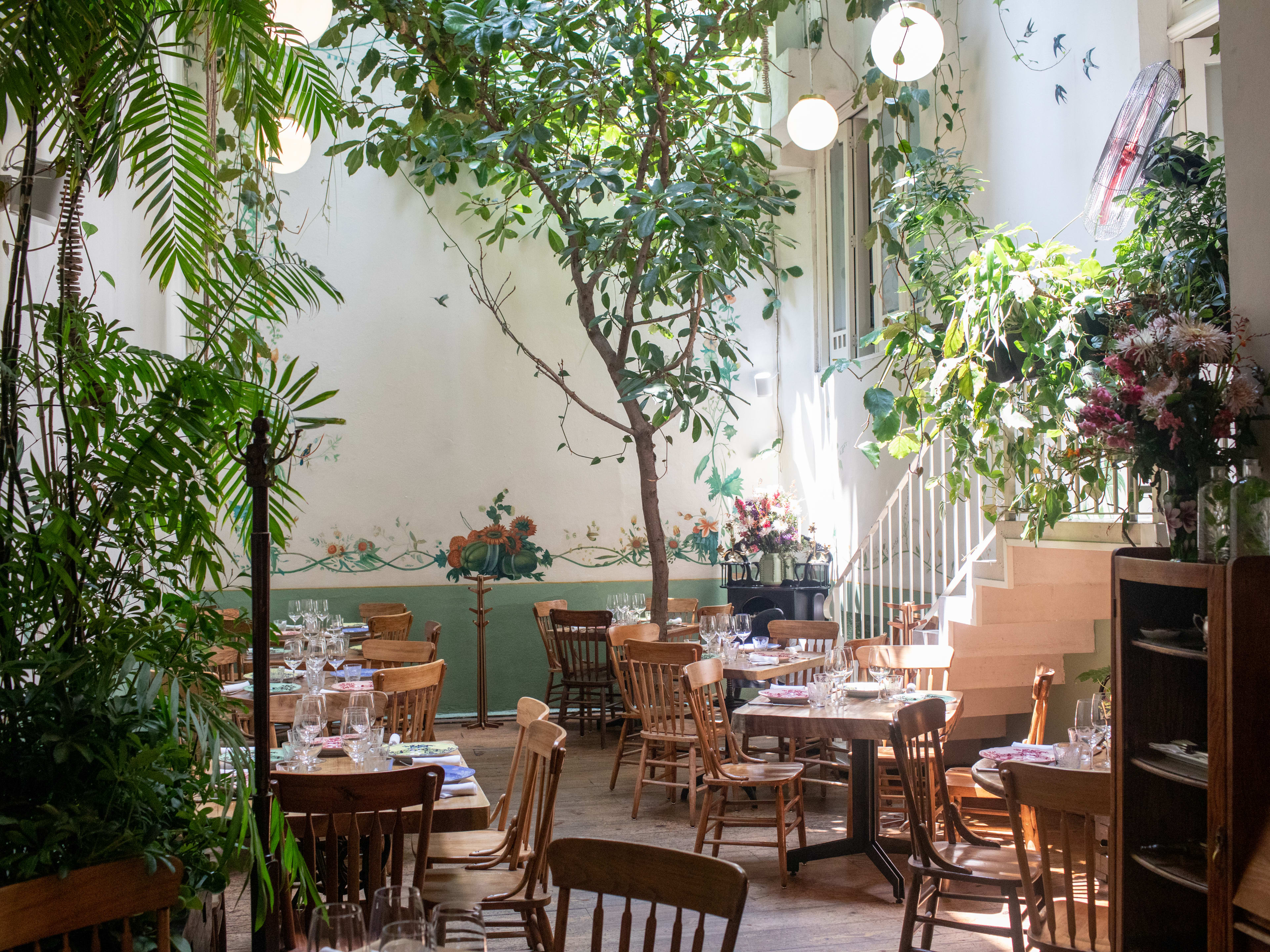 The interior of Rosetta in CDMX with plants.