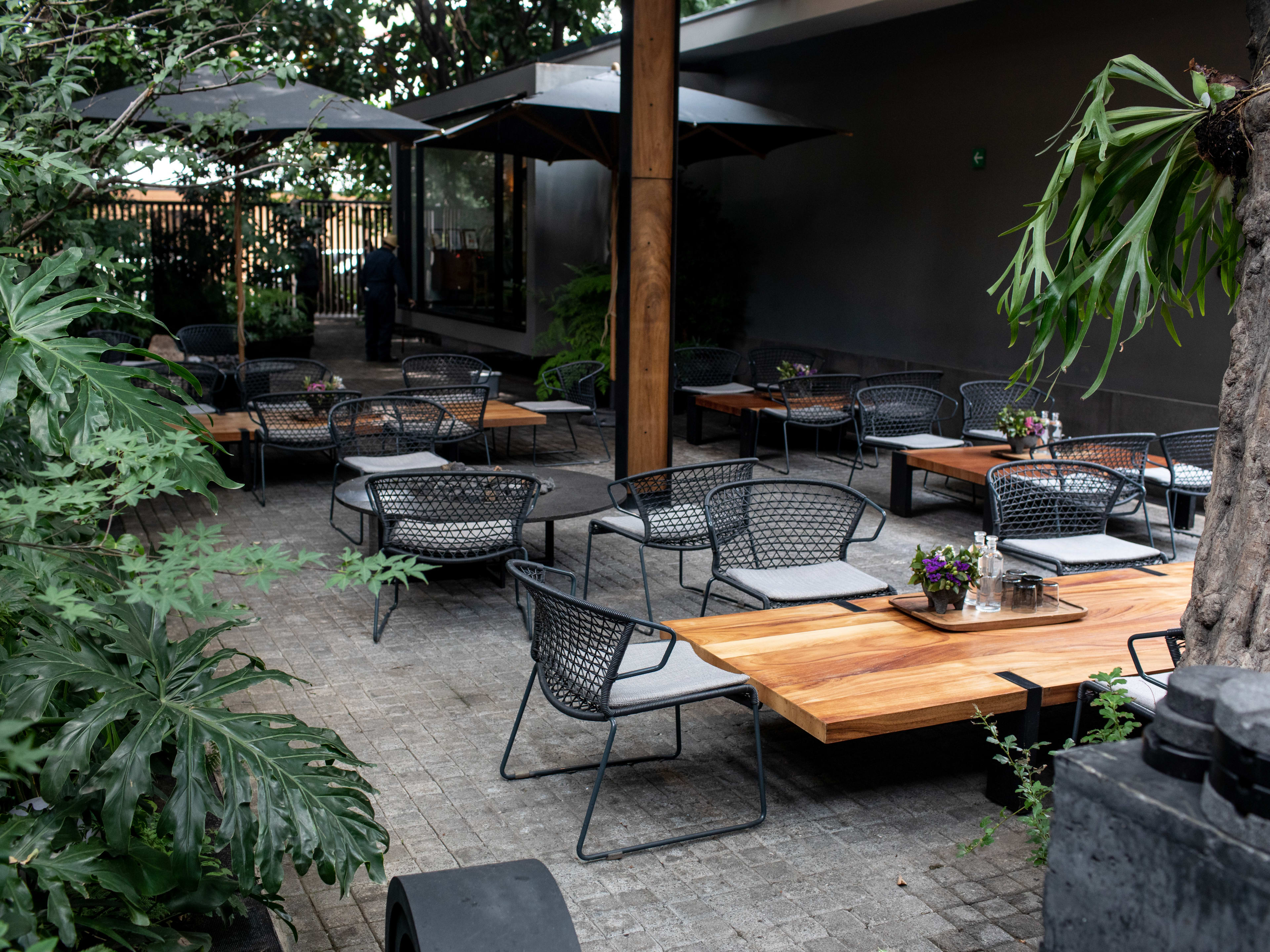 The patio of Pujol in Mexico City.