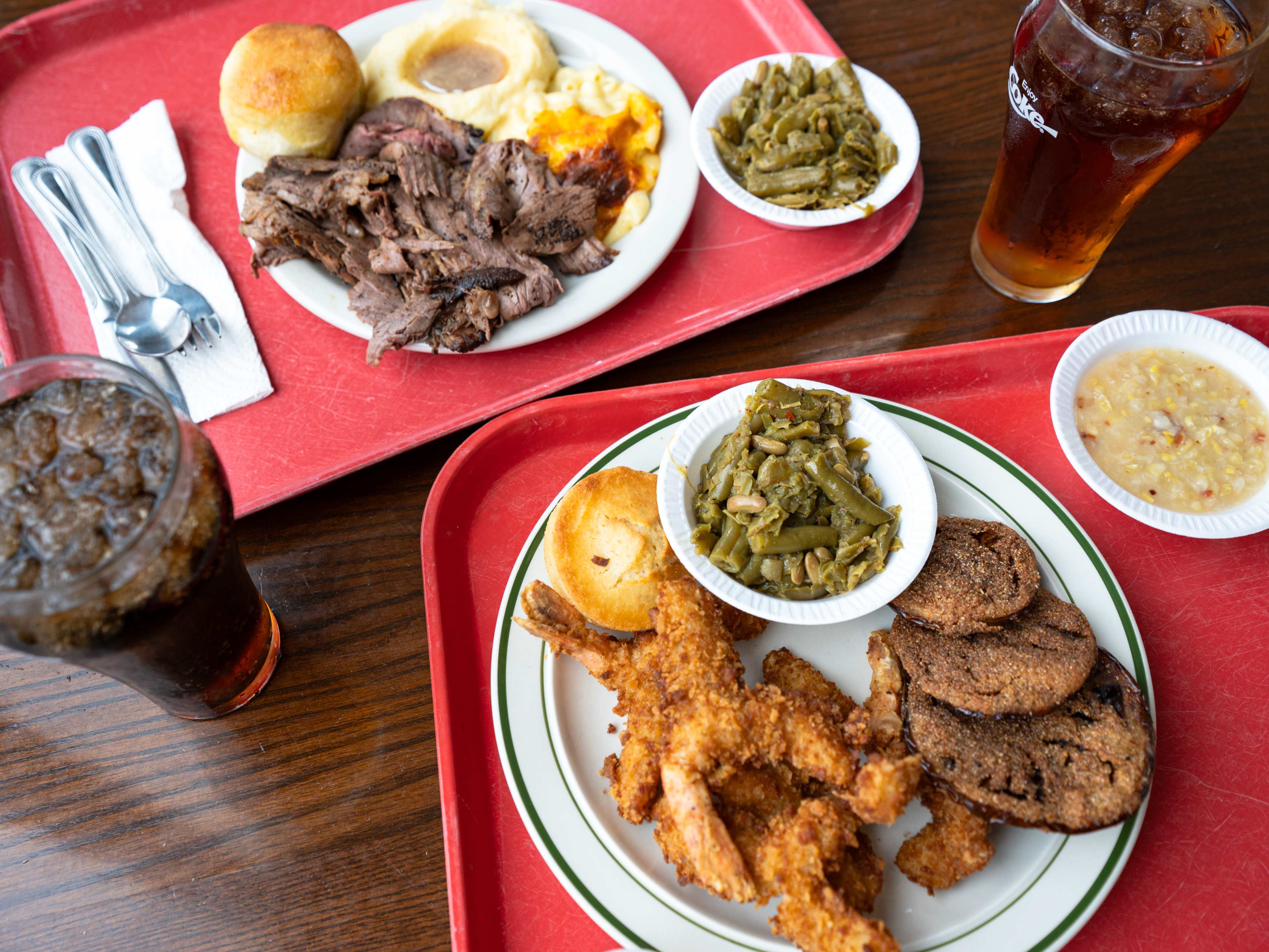 A spread of roast beef and sides from Arnold's.