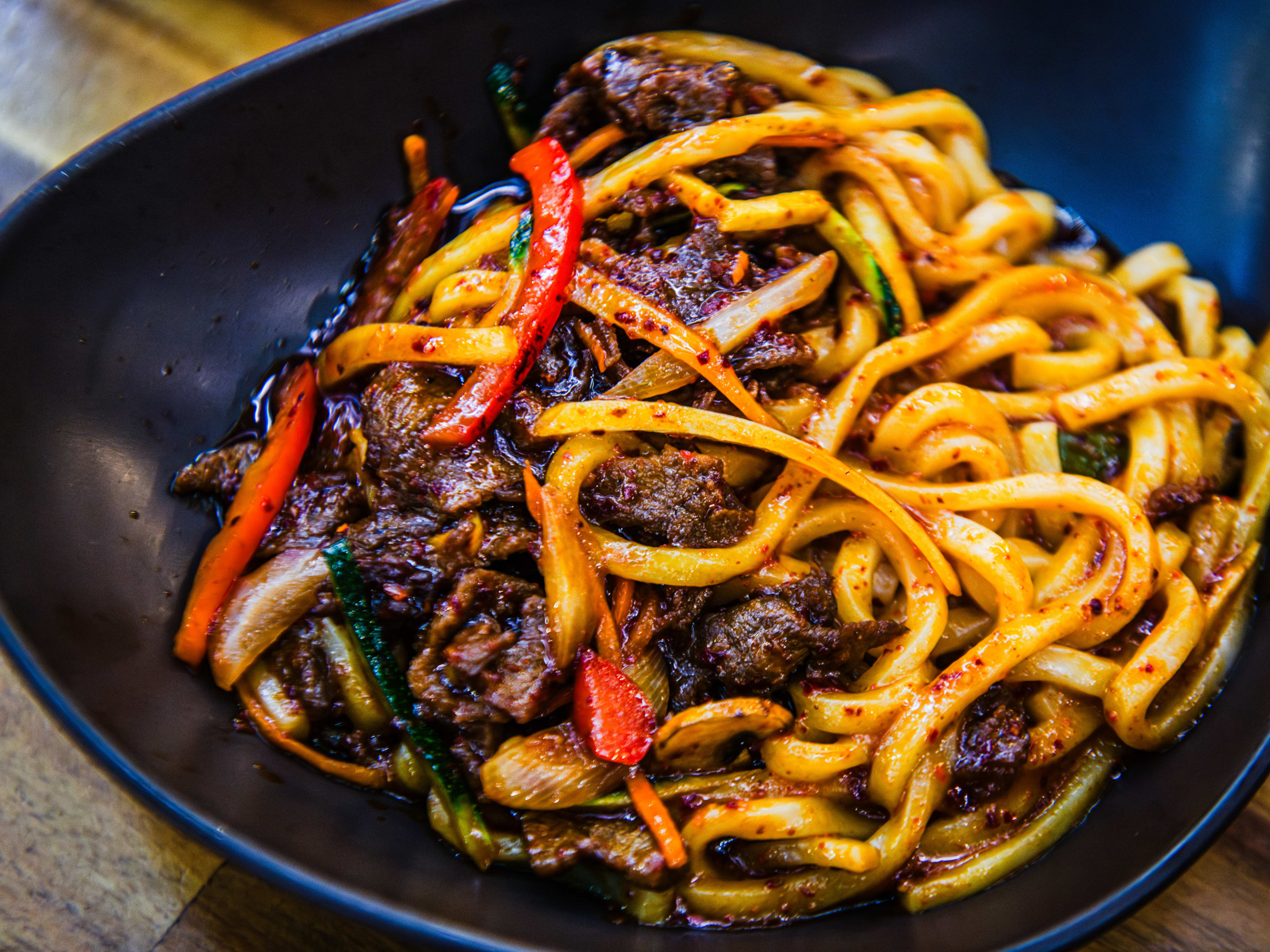 The spicy beef noodles at Assa.