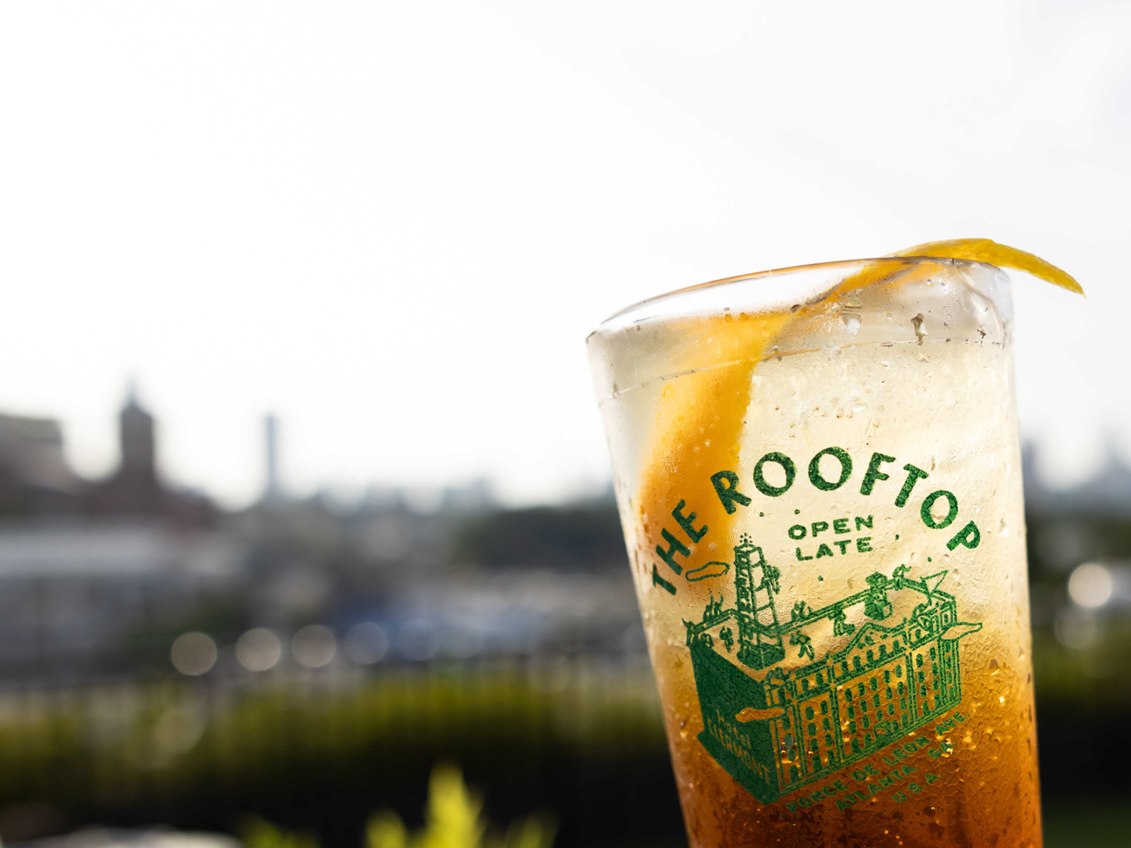 A cocktail on the roof of the Clermont Hotel.