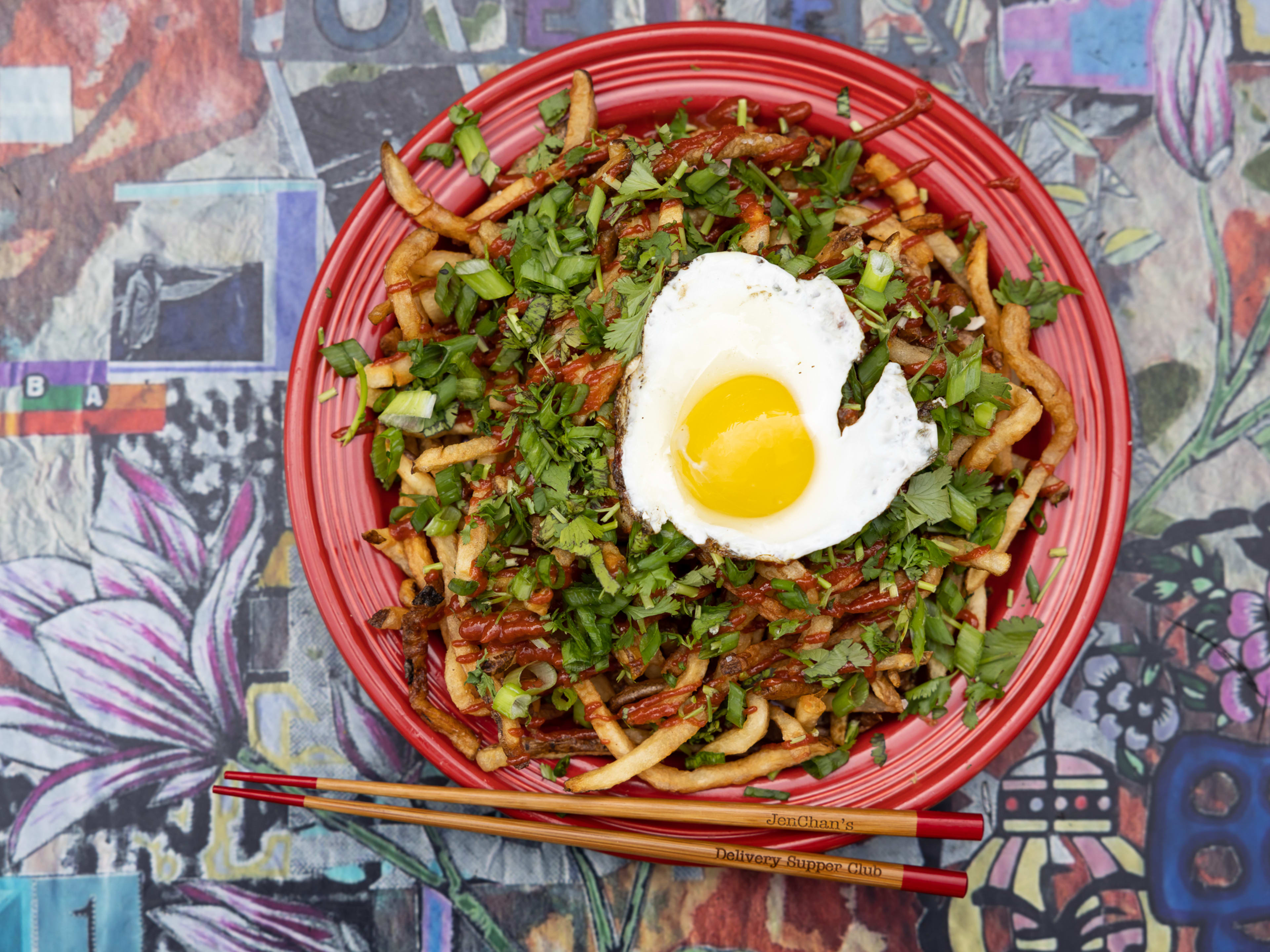 sesame street fries with fried egg