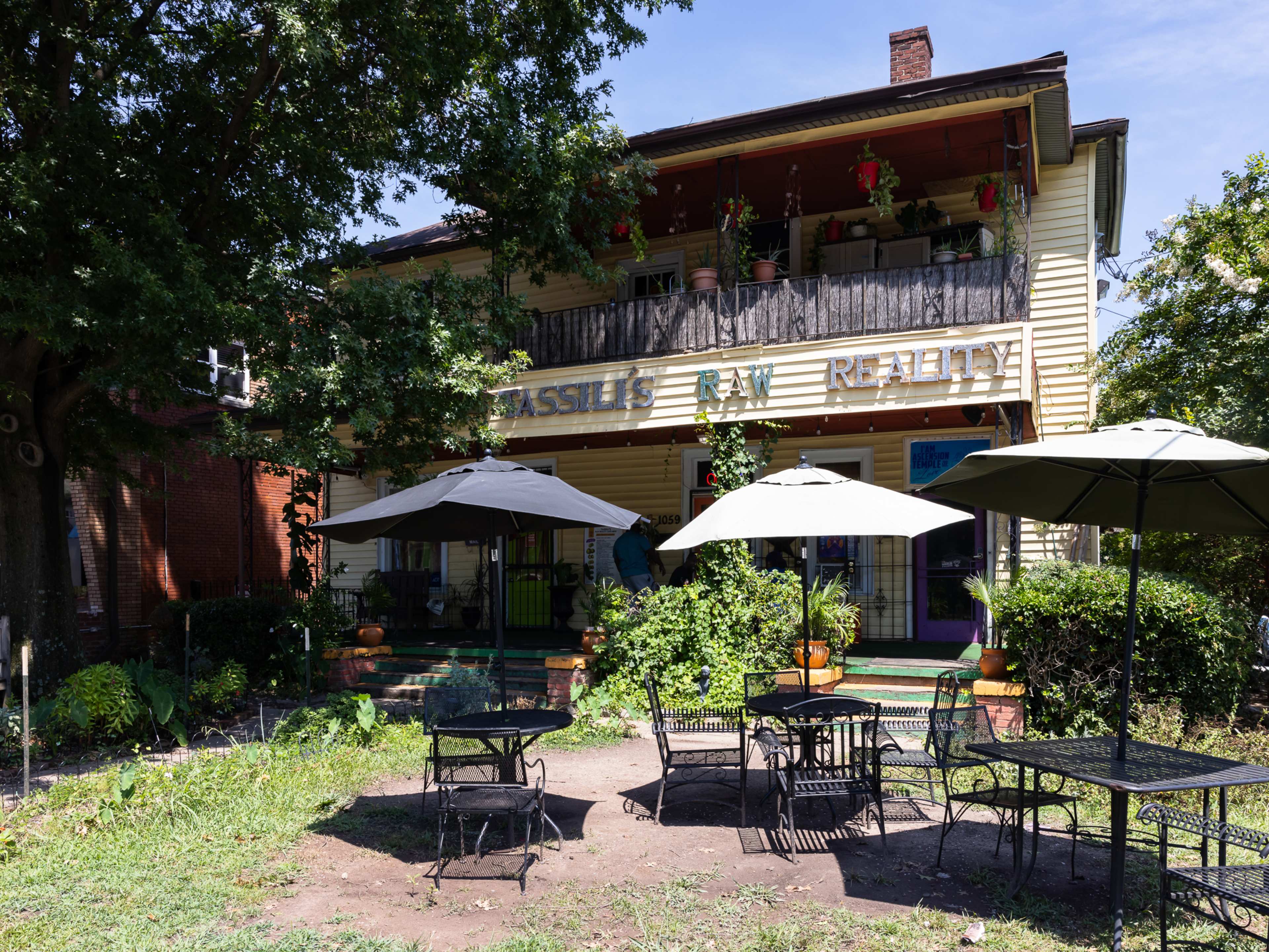 patio of vegan cafe