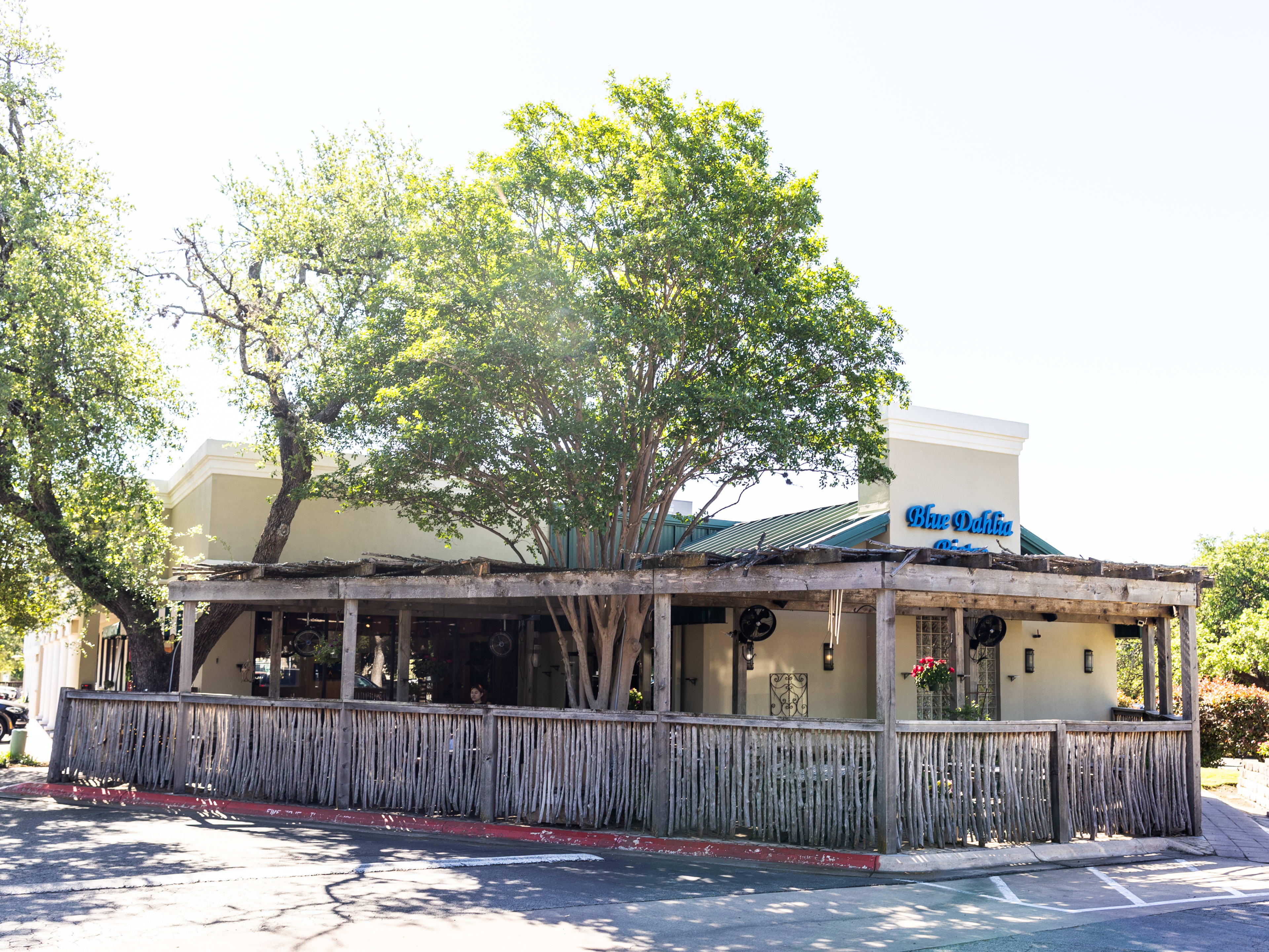 An exterior of blue dahlia bistro