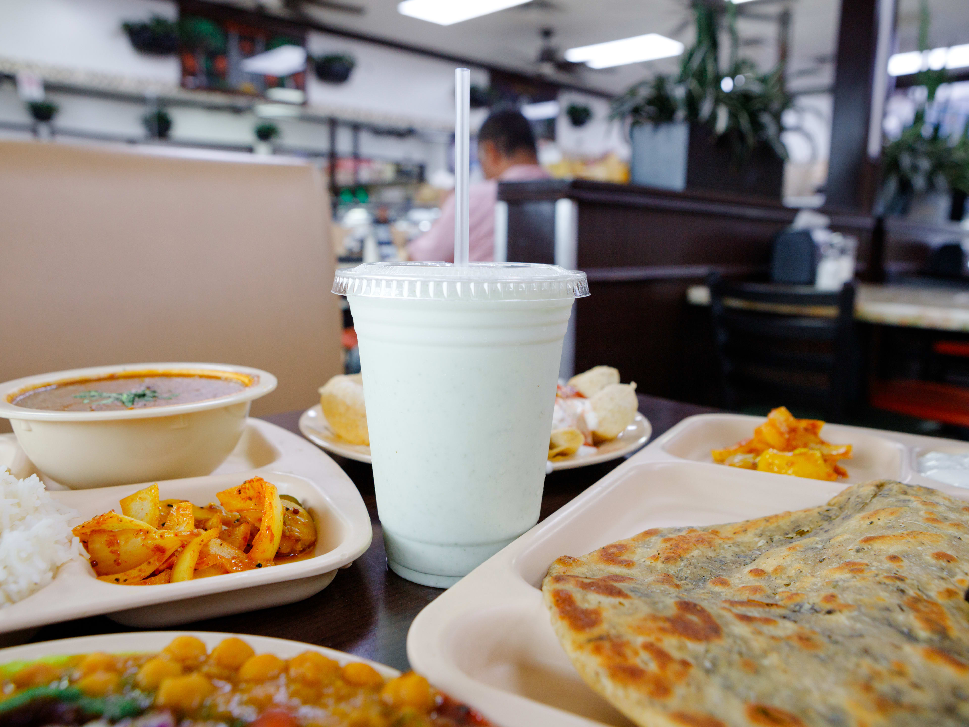 A salted mint lassi from Bombay Sweets.