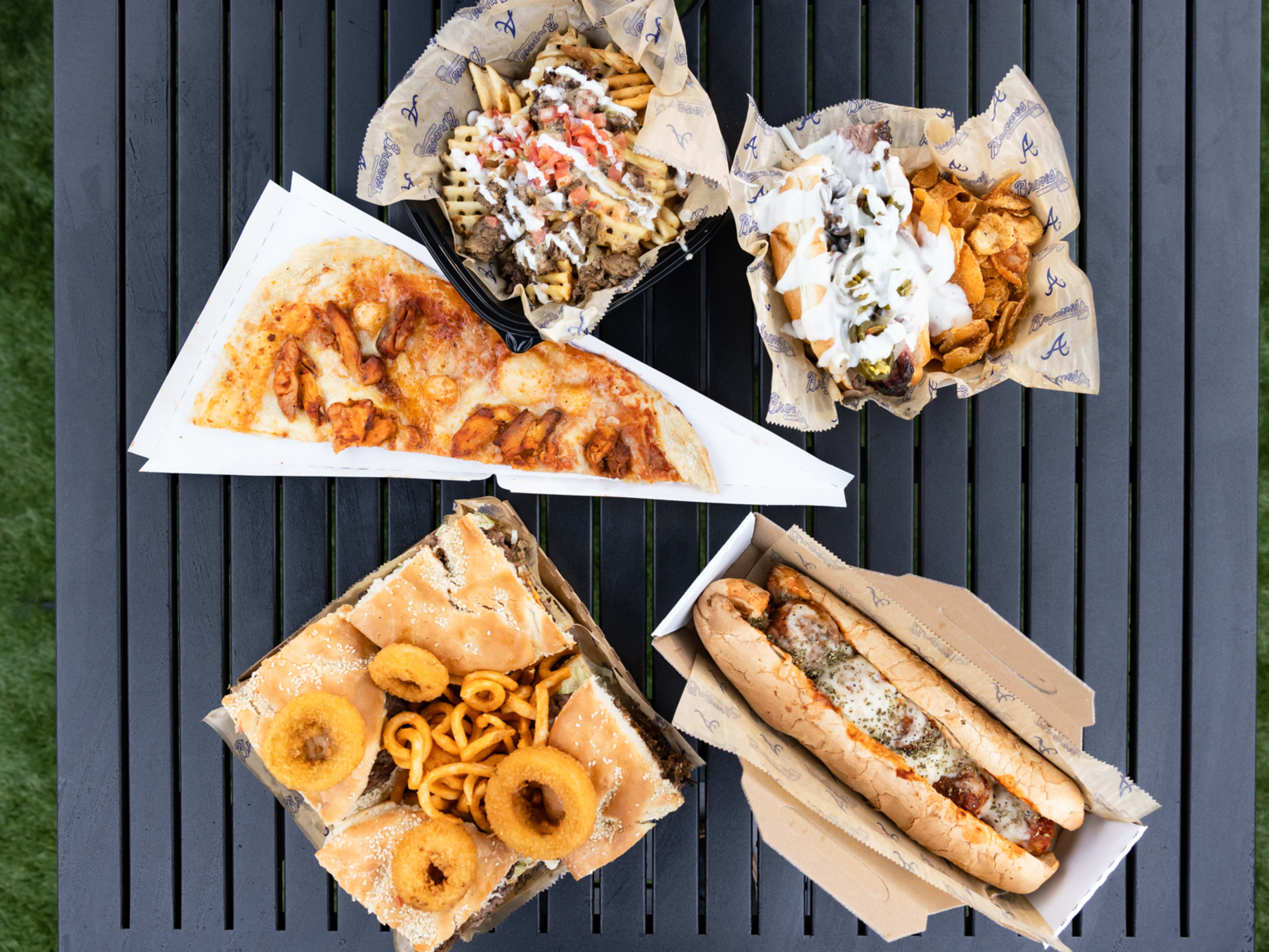 collection of ballpark food