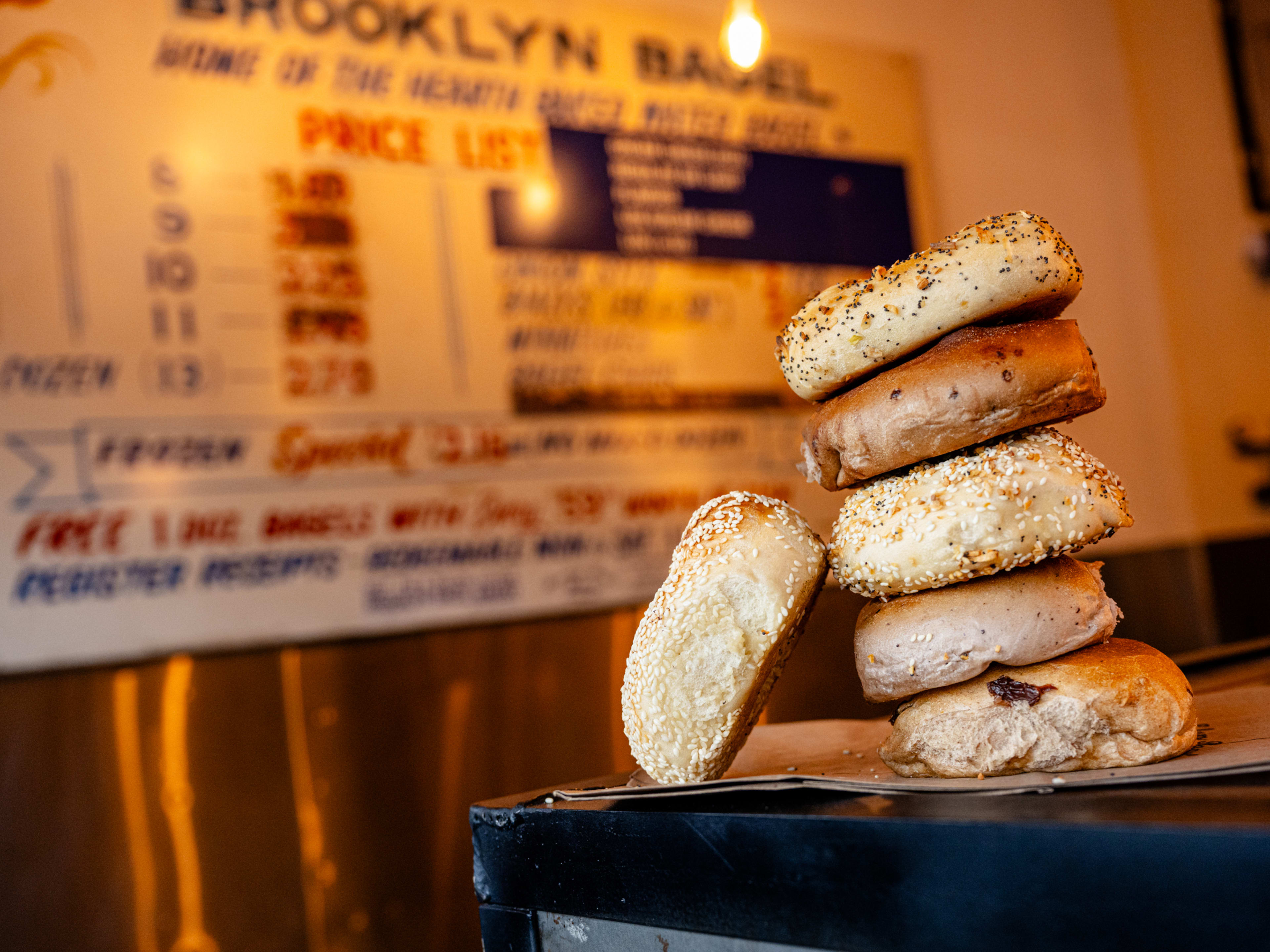 Brooklyn Bagel Bakery stack of bagels