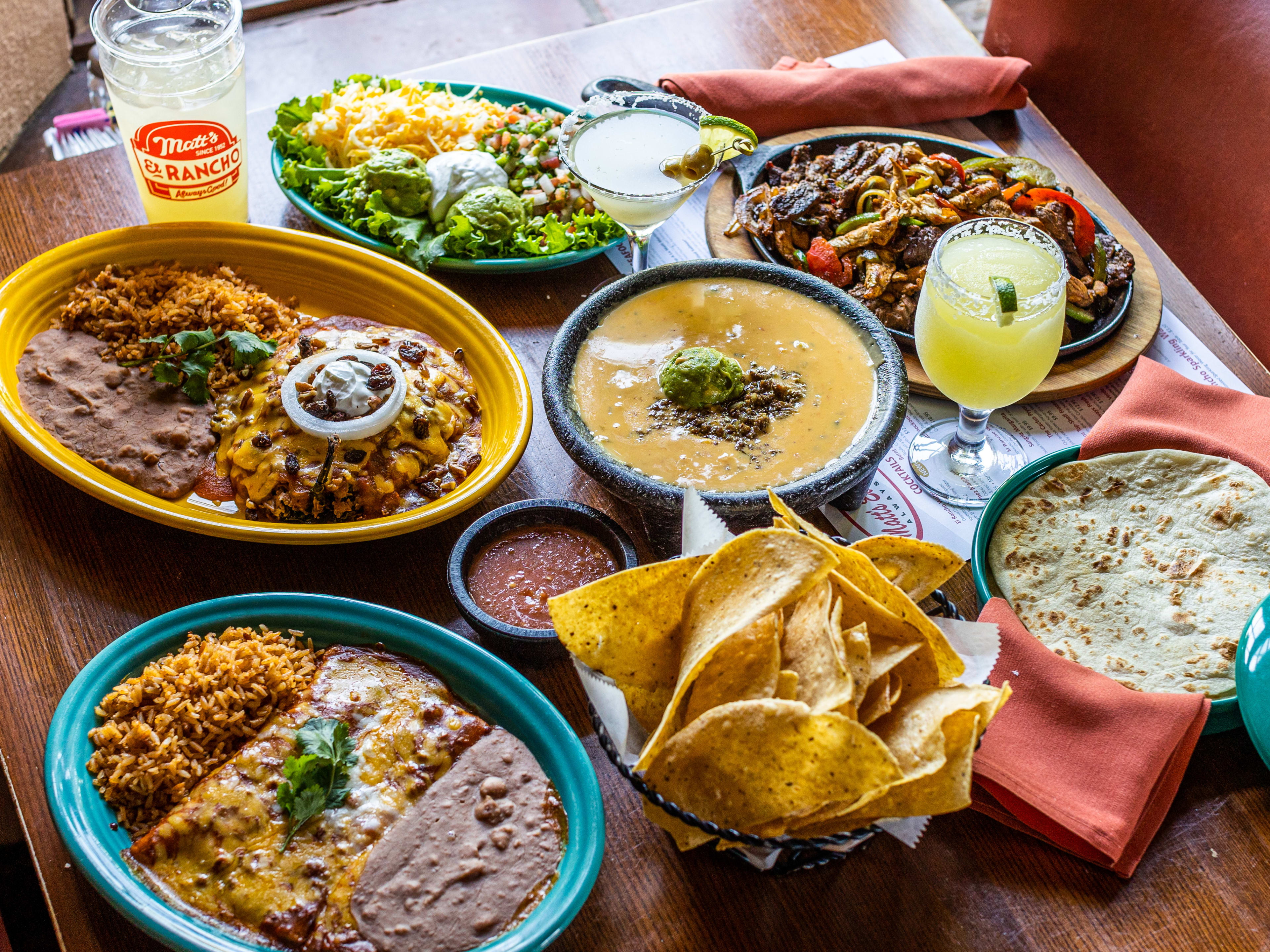 A spread of dishes from Matt's El Rancho.