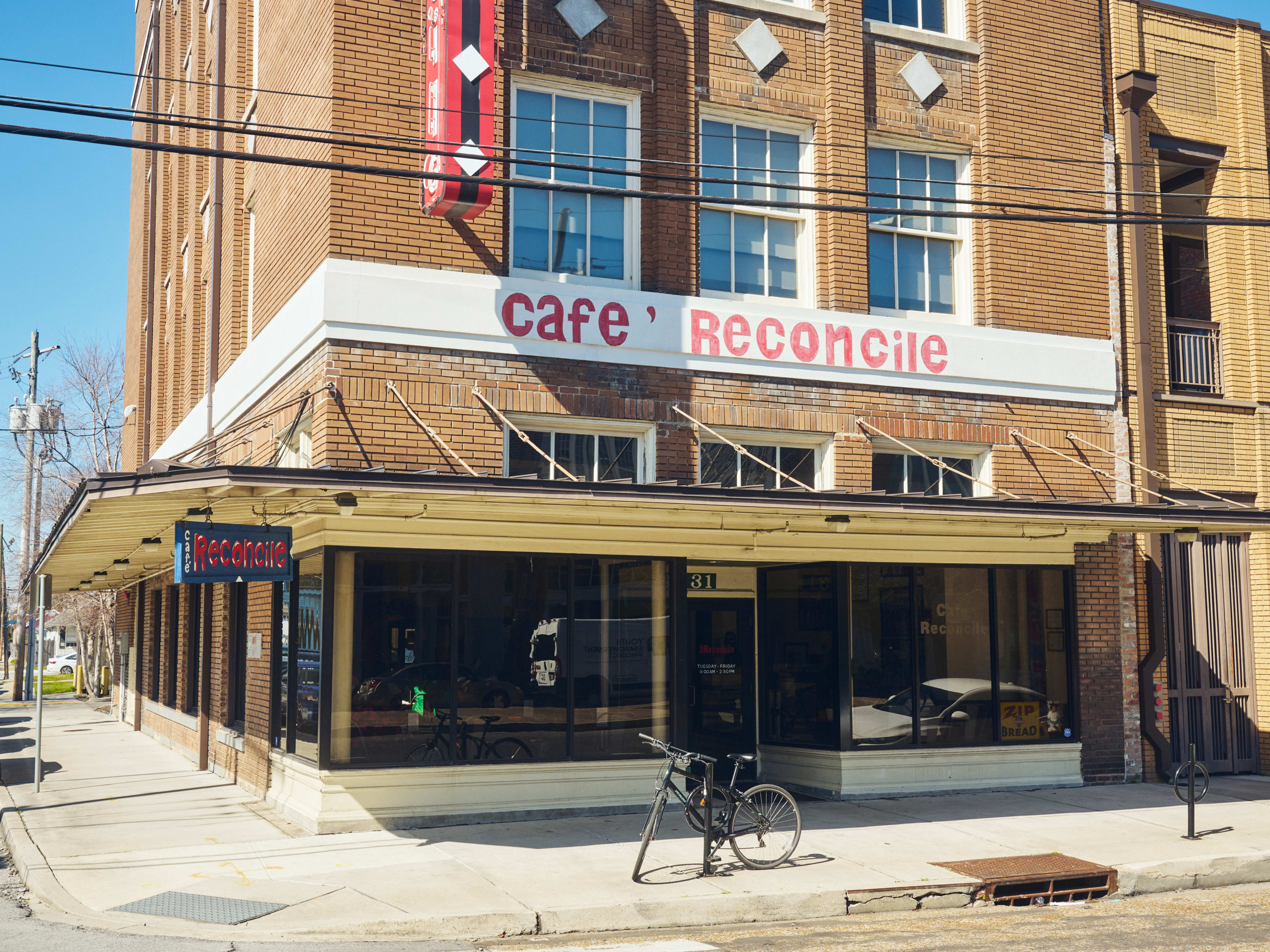 Exterior facade of Cafe Reconcile in New Orleans.