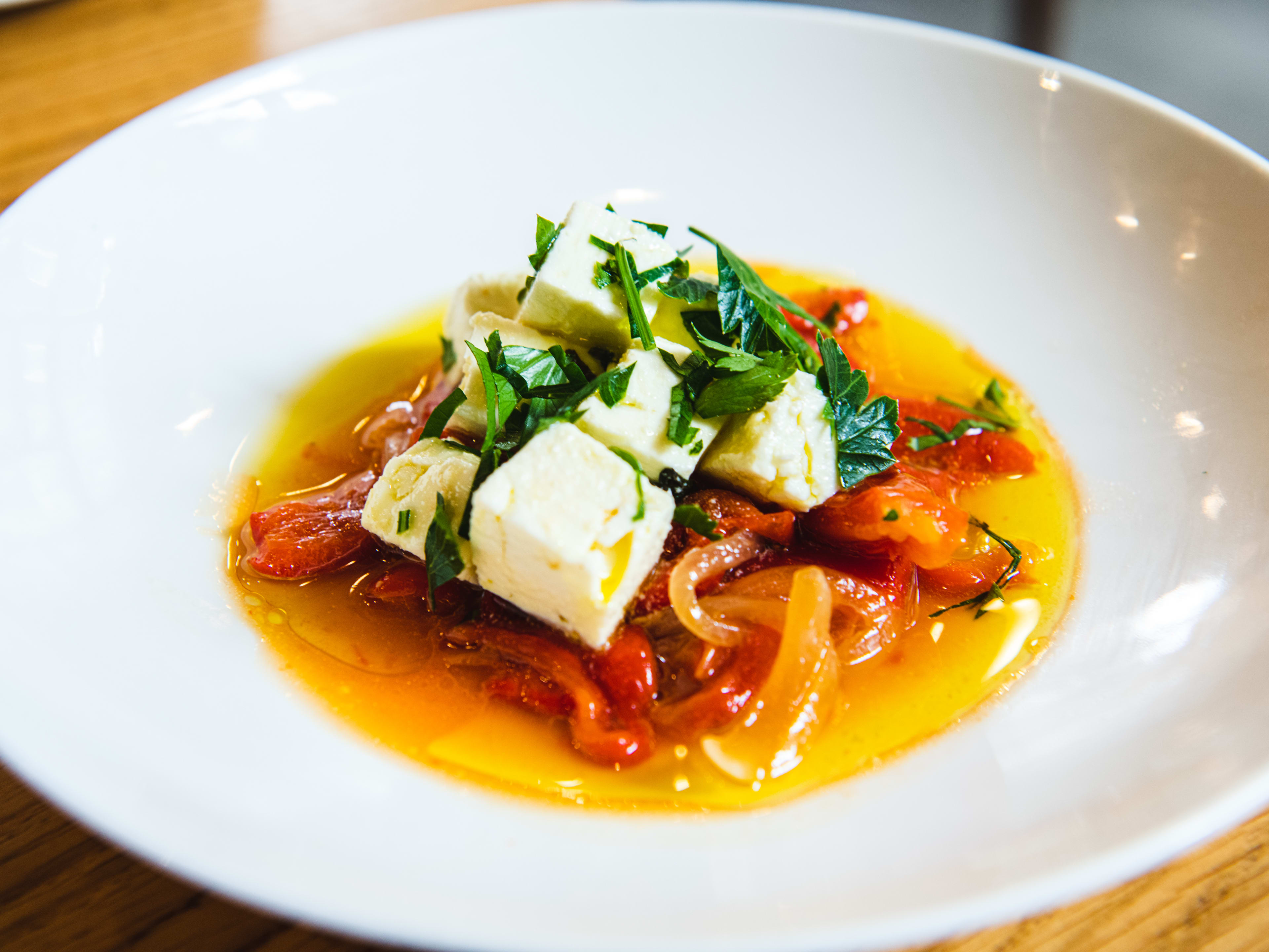 roasted pepper stew with marinated feta from Cafe Murano.