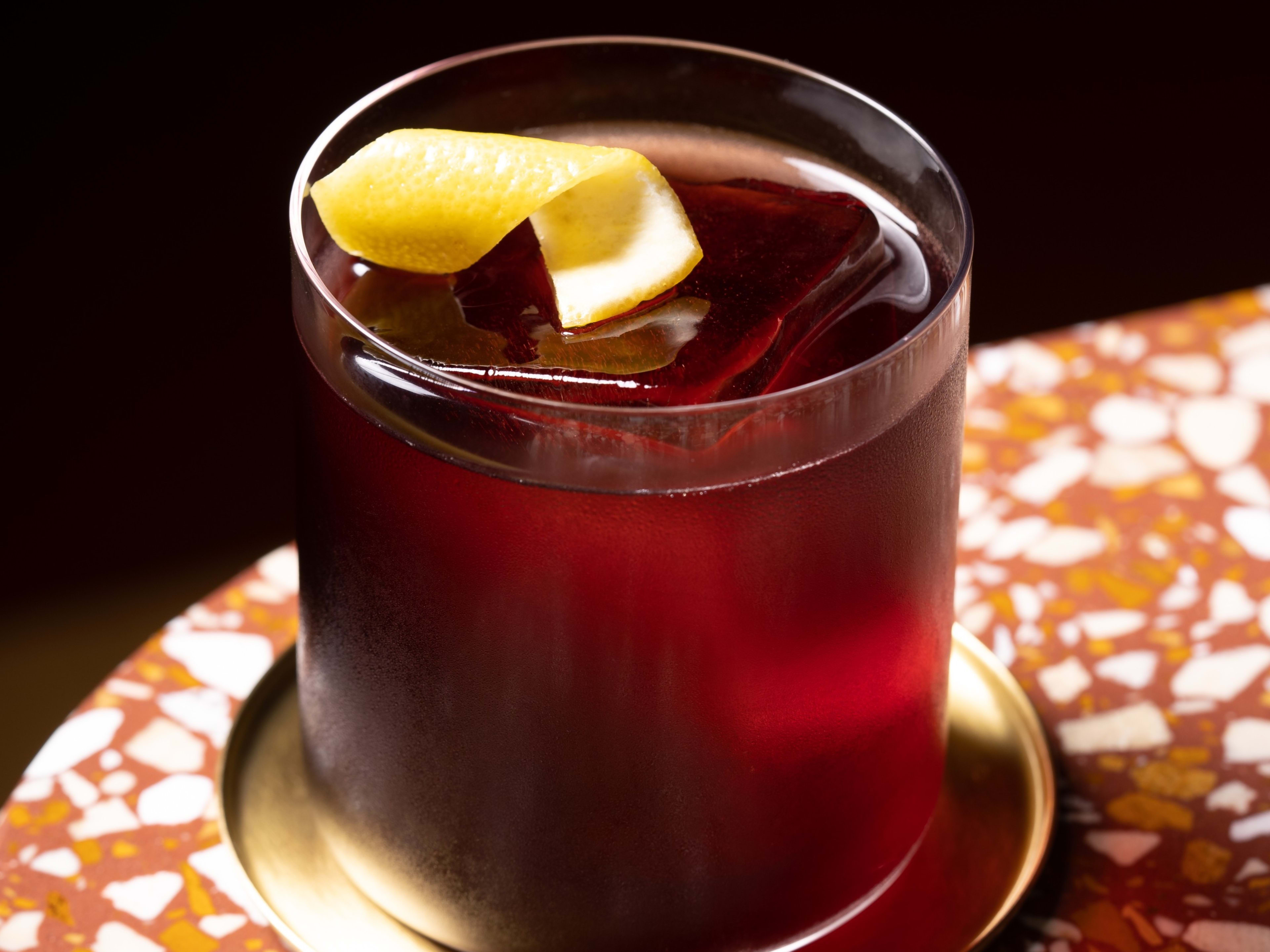 Canteen Negroni with gin and a lemon twist at The Bombay Canteen