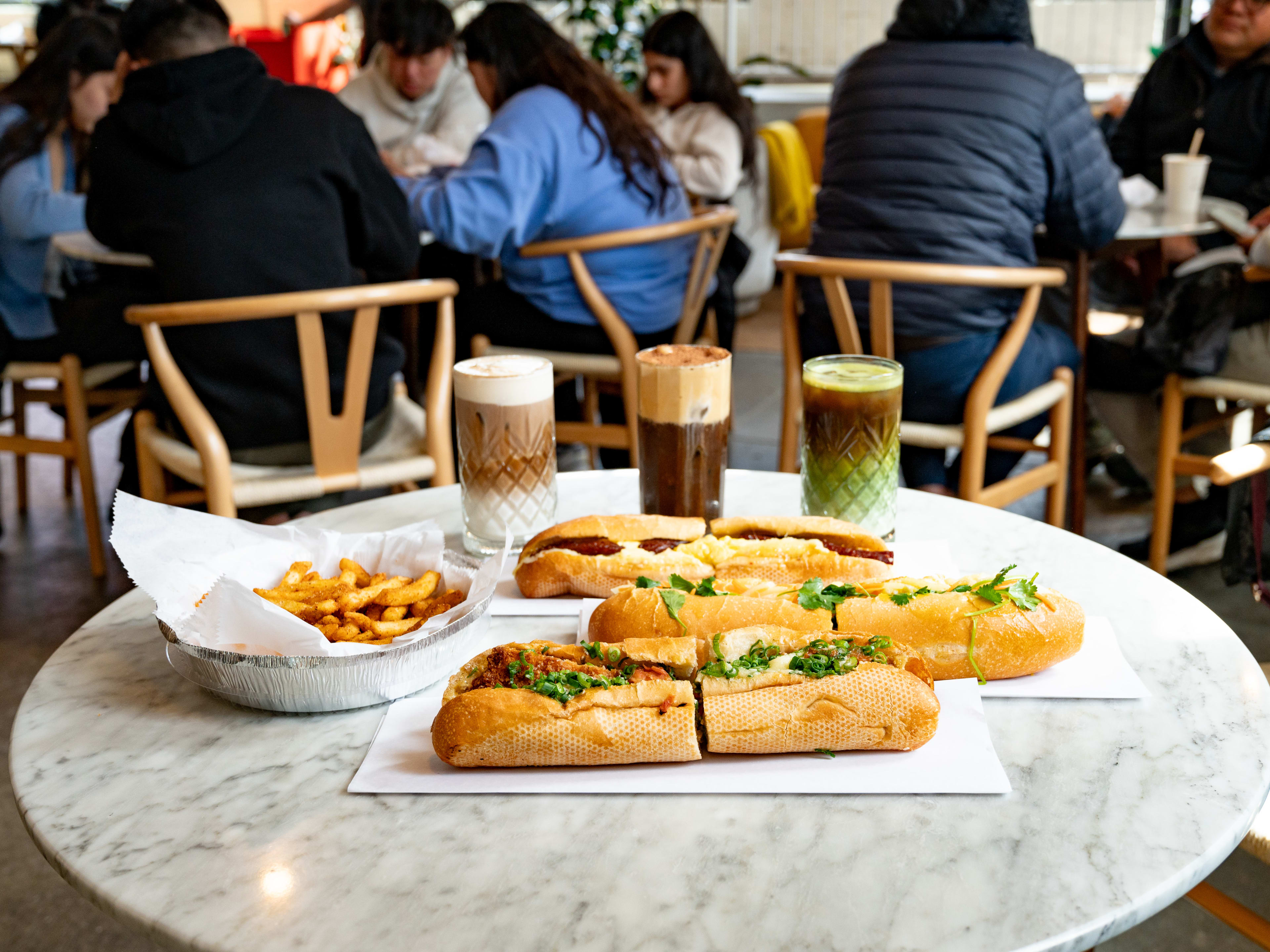 This is a food spread at Càphê Roasters.