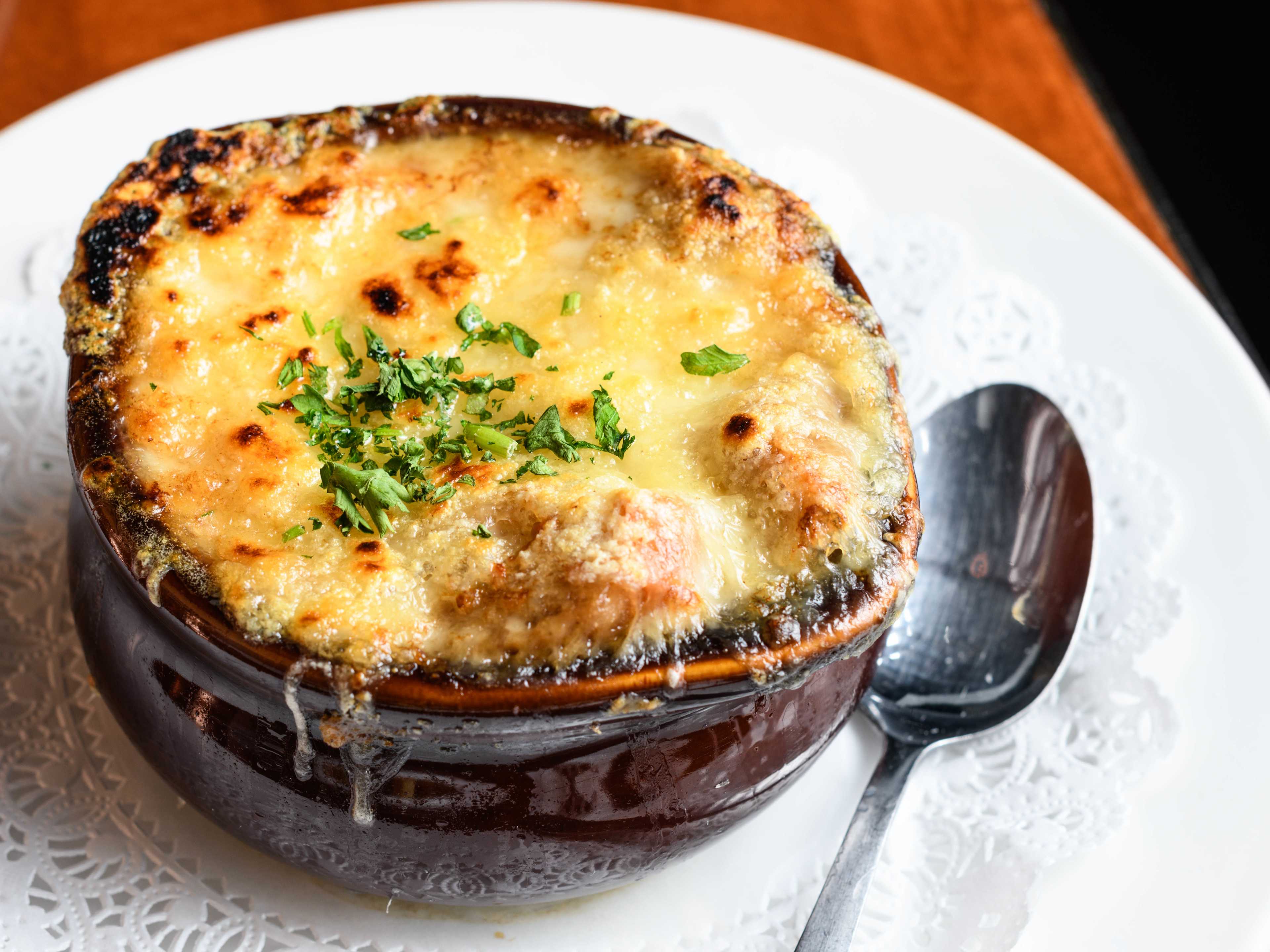 The French onion soup at Chez Maman West