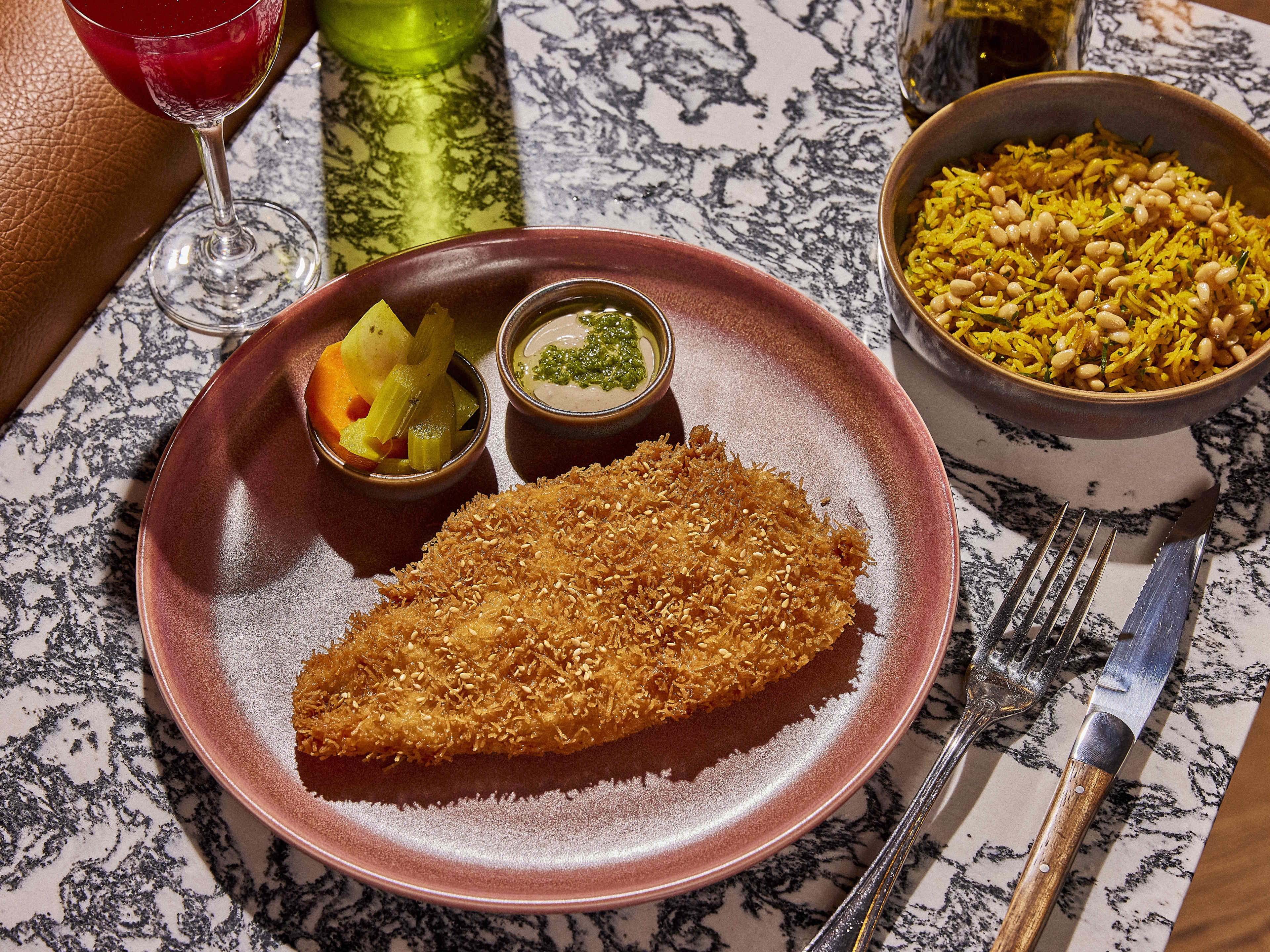 This is the chicken schnitzel at Dizengoff.