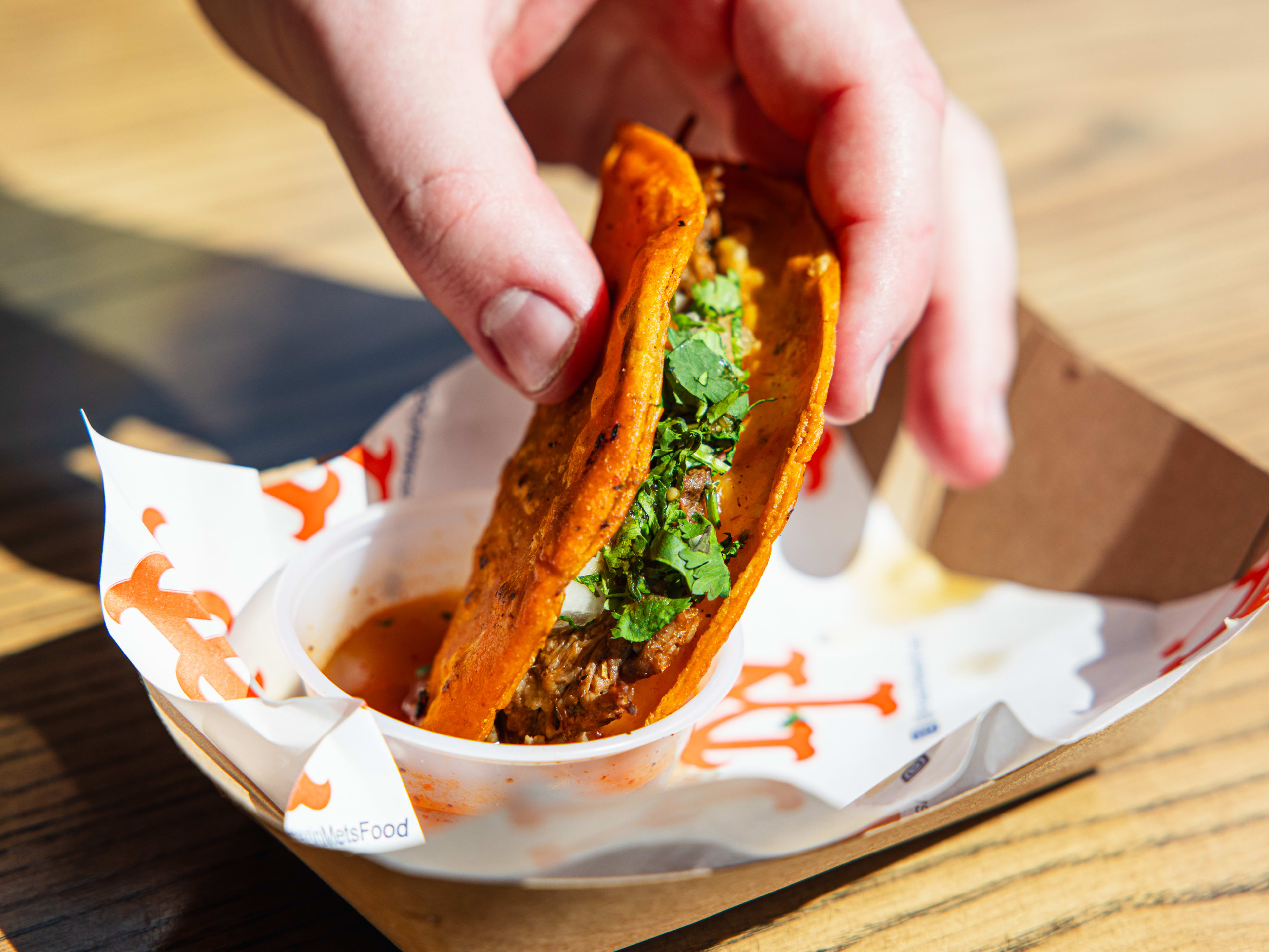 a birria taco at citi field