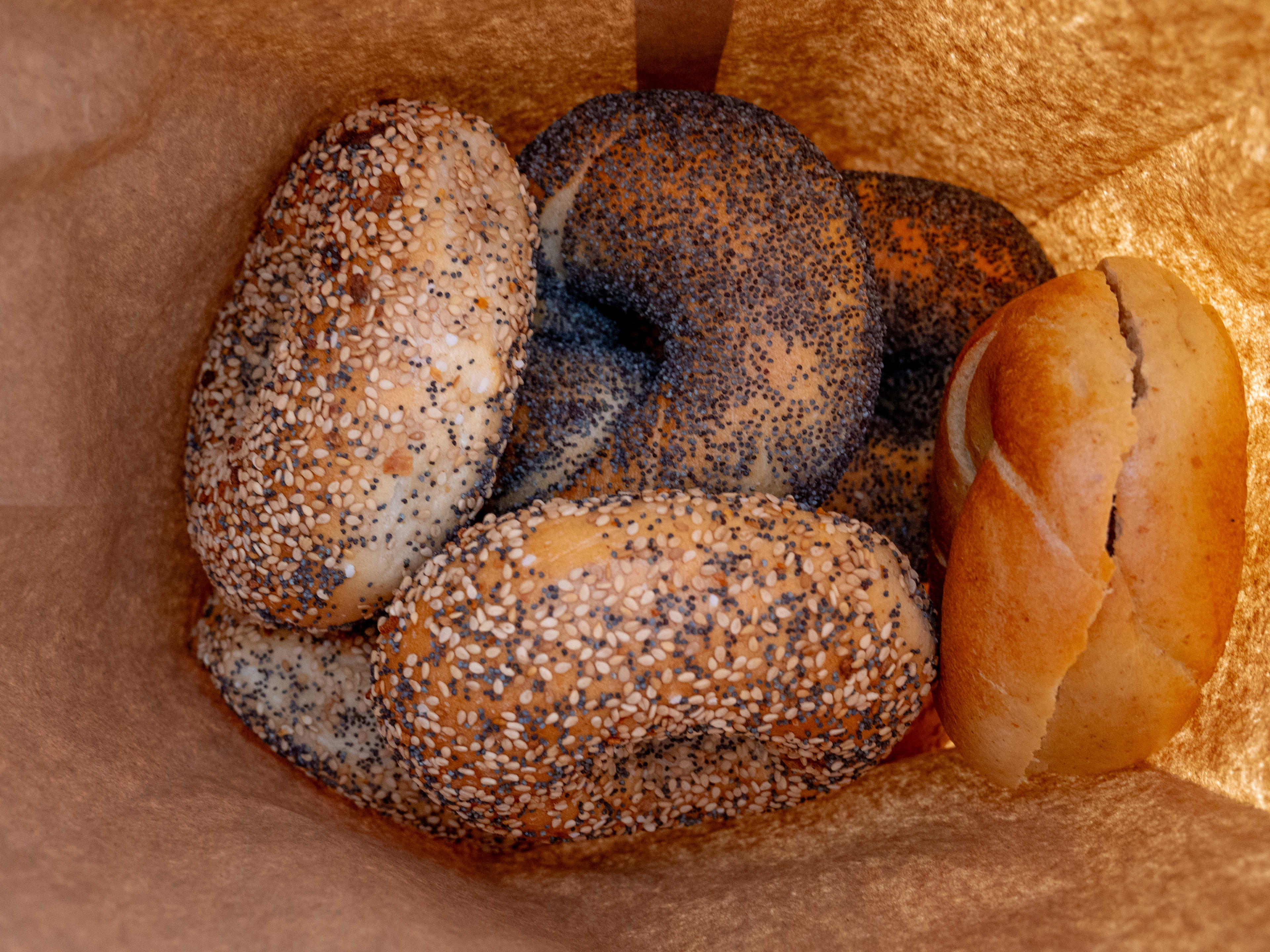 An assortment of bagels at Cleo Bagels