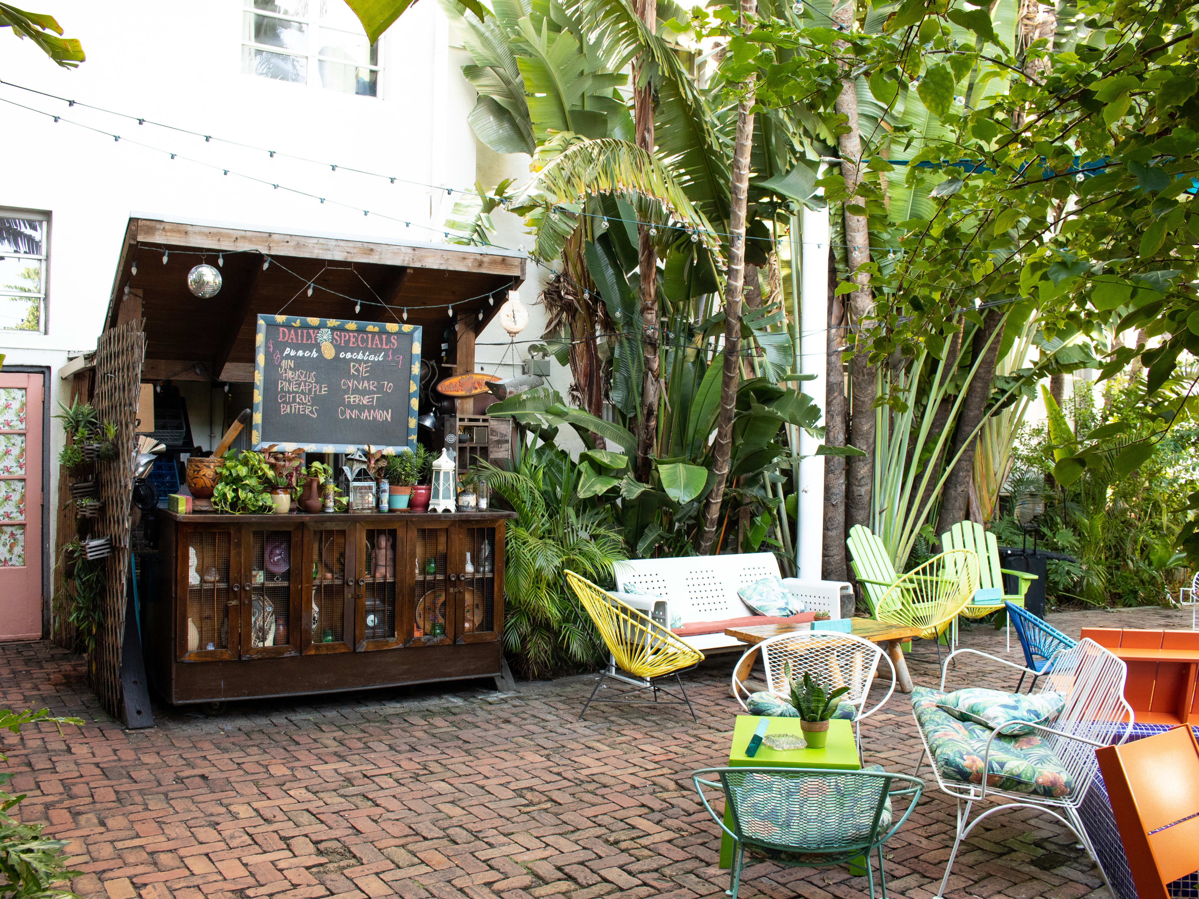 wooden bar stand in outdoors tropical bar