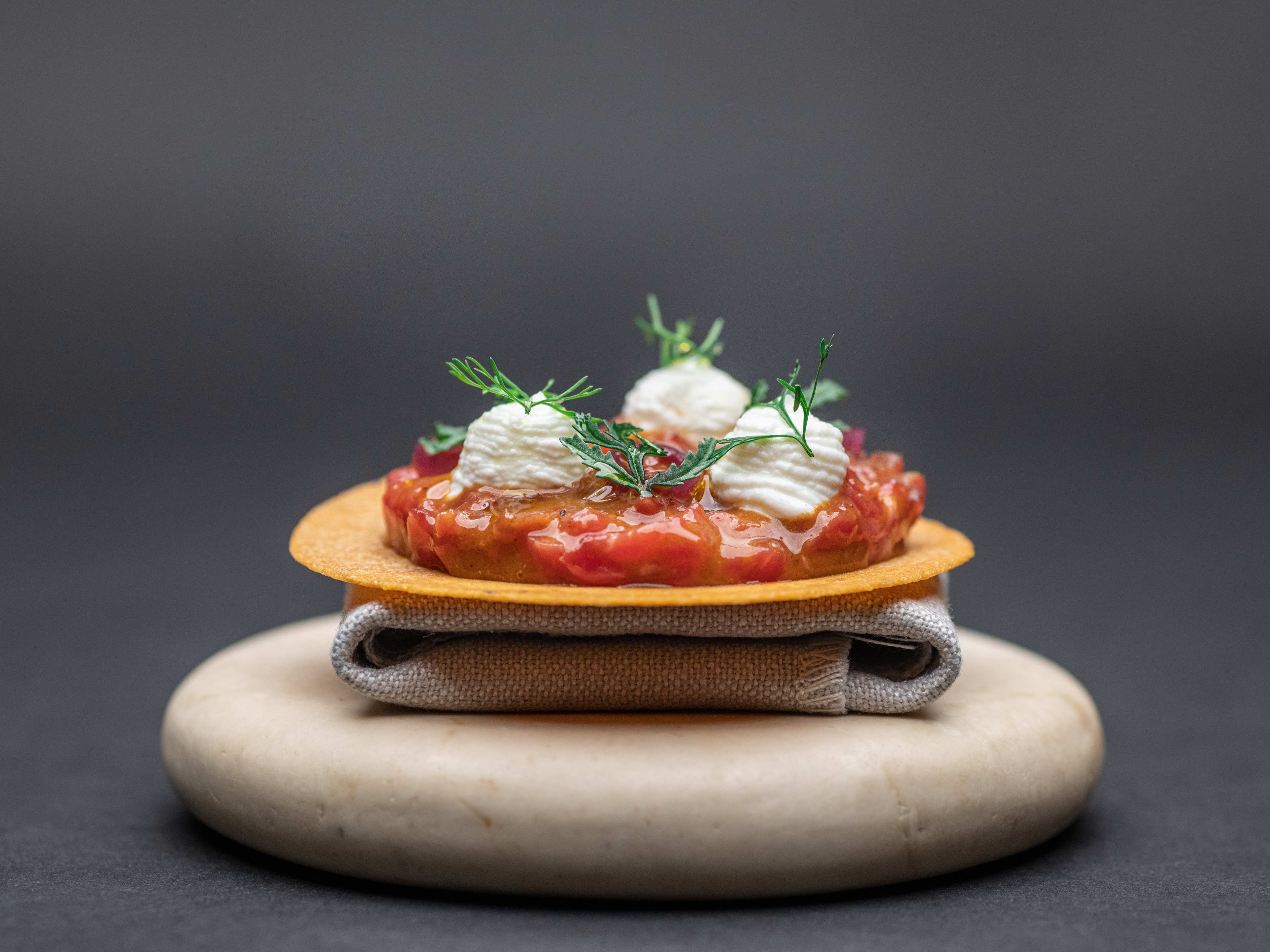 Tartare dish on small elevated plate at Come